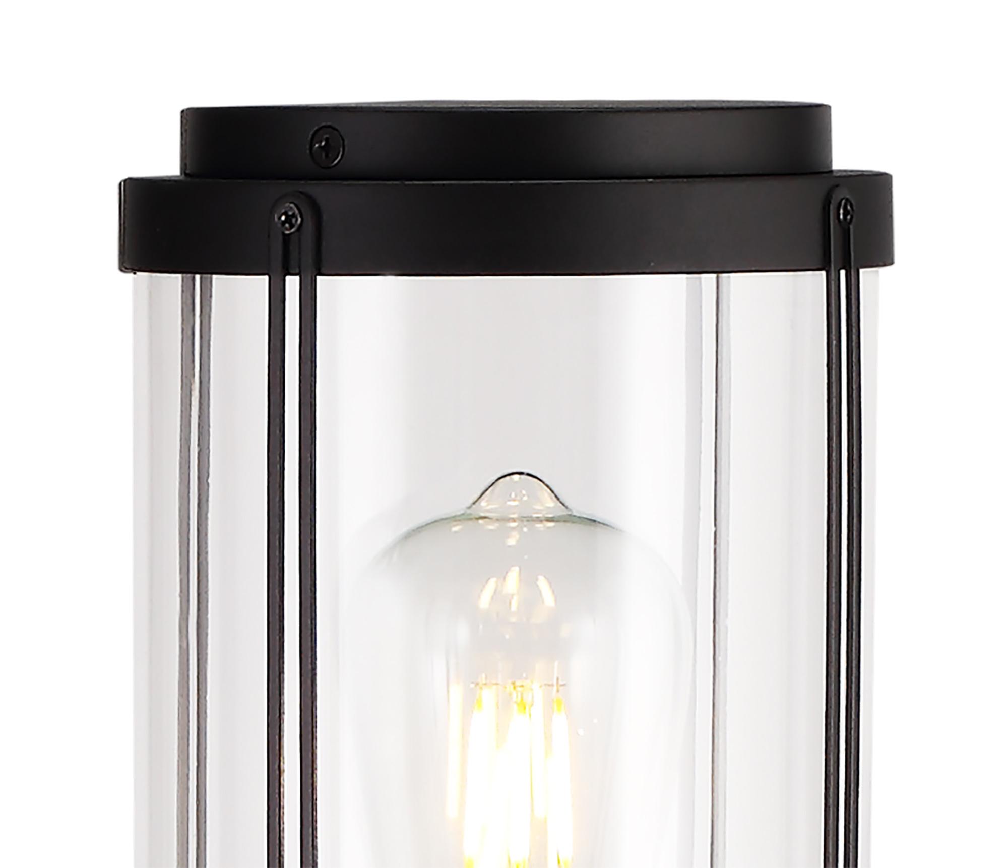 Reva Tall Post, 1 x E27, IP44, Black/Clear PC, 2yrs Warranty