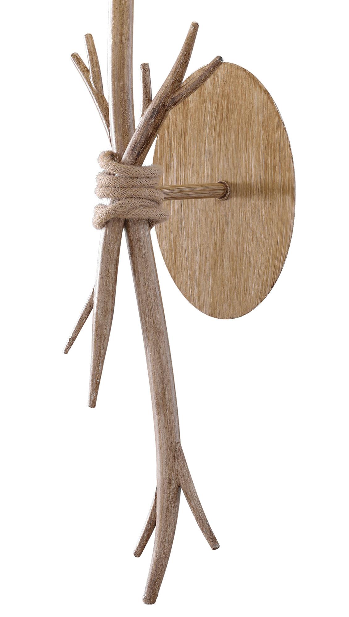 Sabina Wall Lamp, 1 x E27 (Max 40W), Imitation Wood, Linen Shade