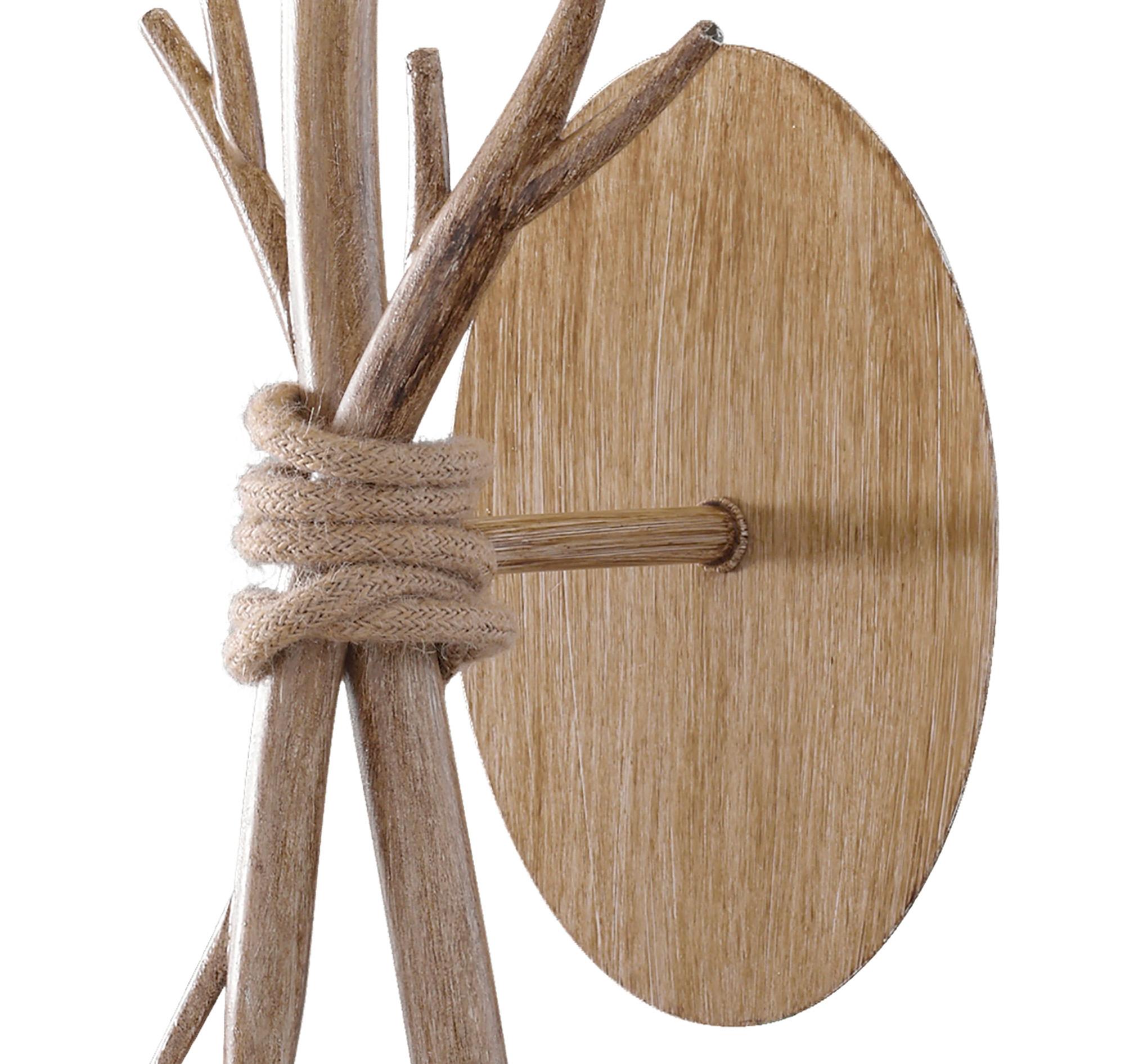 Sabina Wall Lamp, 1 x E27 (Max 40W), Imitation Wood, Linen Shade