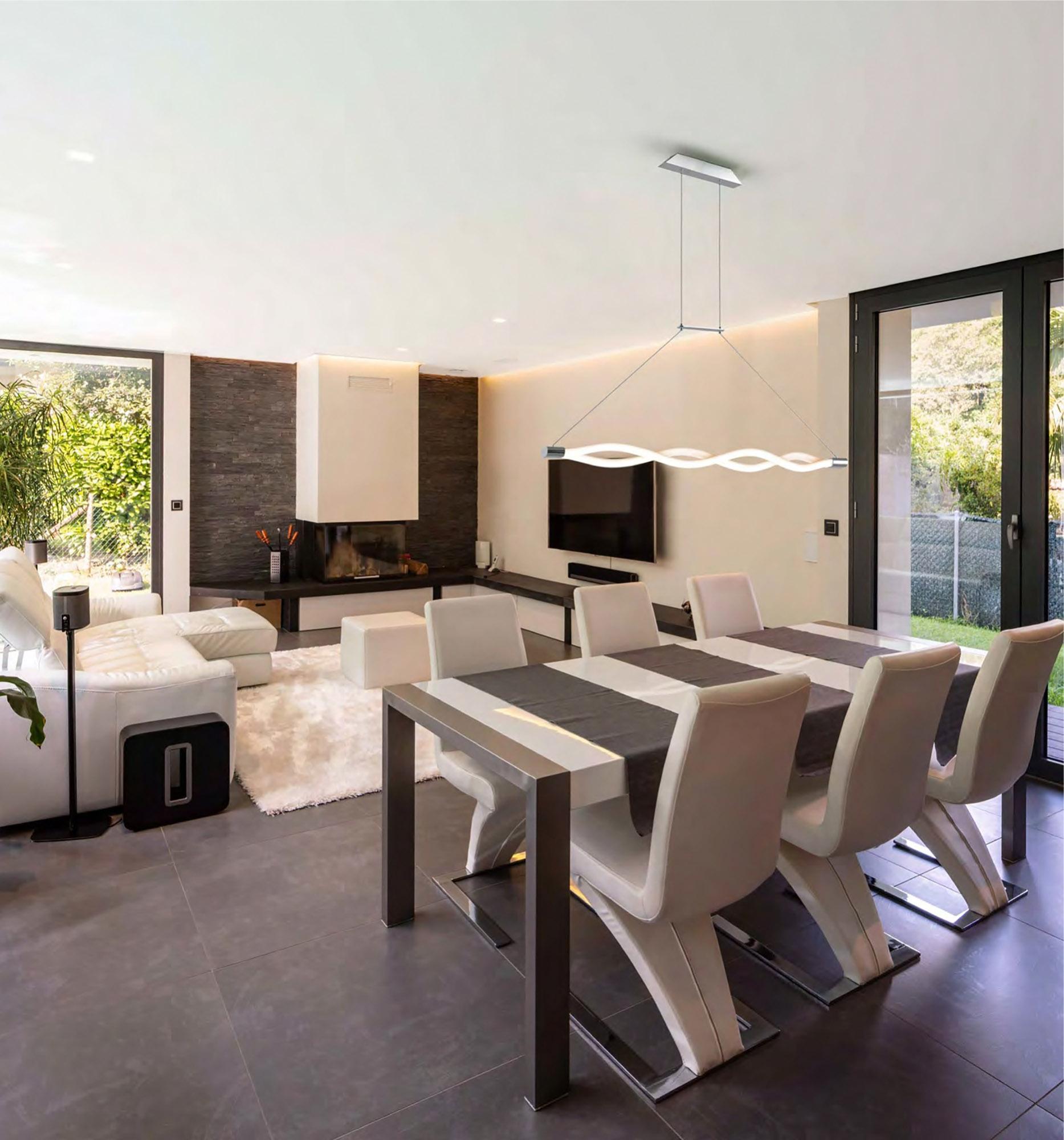 Sahara II Linear Pendant, 40W LED, 3000K, 3000lm, IP20, Chrome, 3yrs Warranty