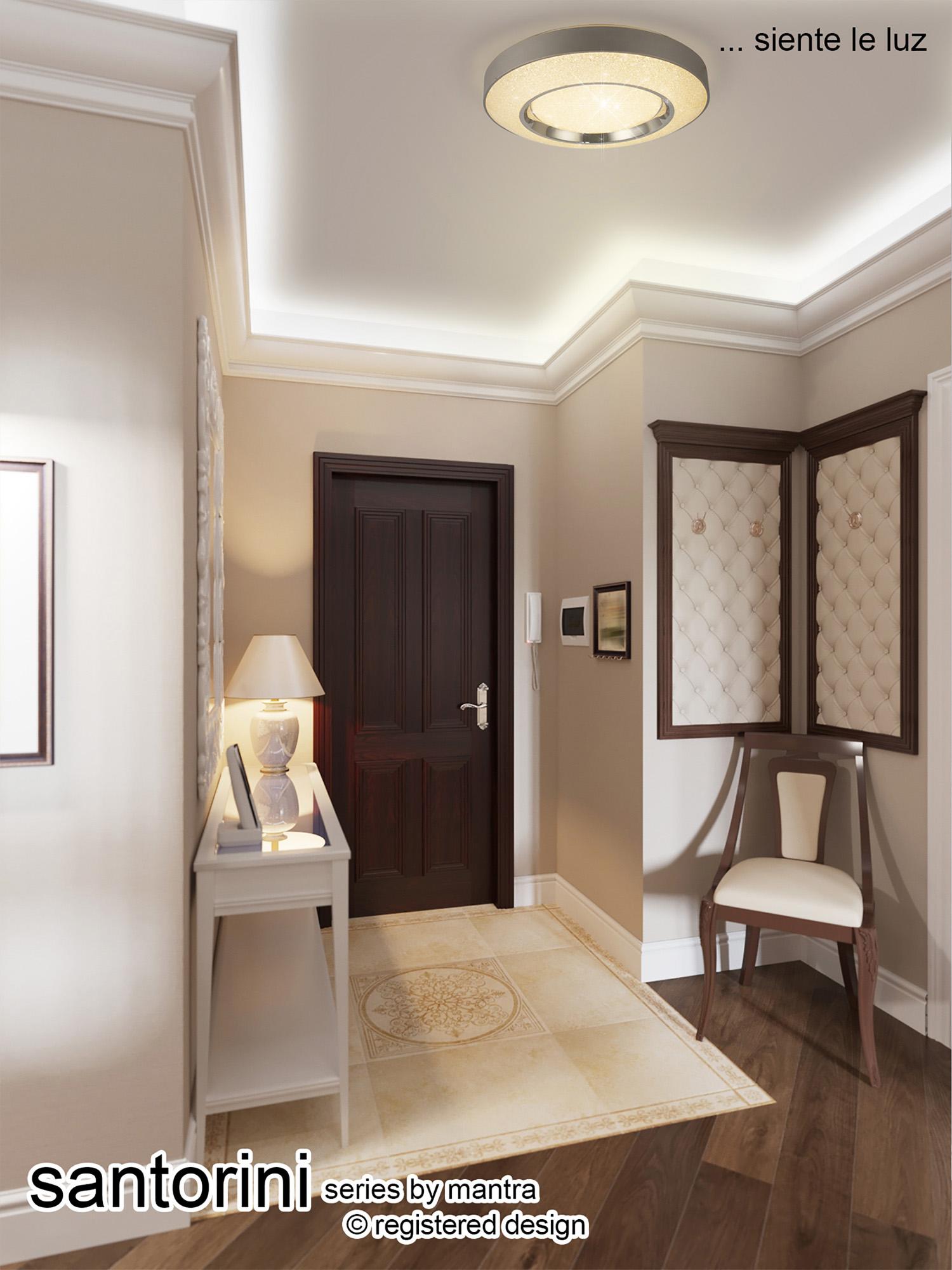 Santorini 52cm Ceiling 36W LED With Remote Control 3000K-6000K, 2400lm, Polished Chrome / Silver, 3yrs Warranty