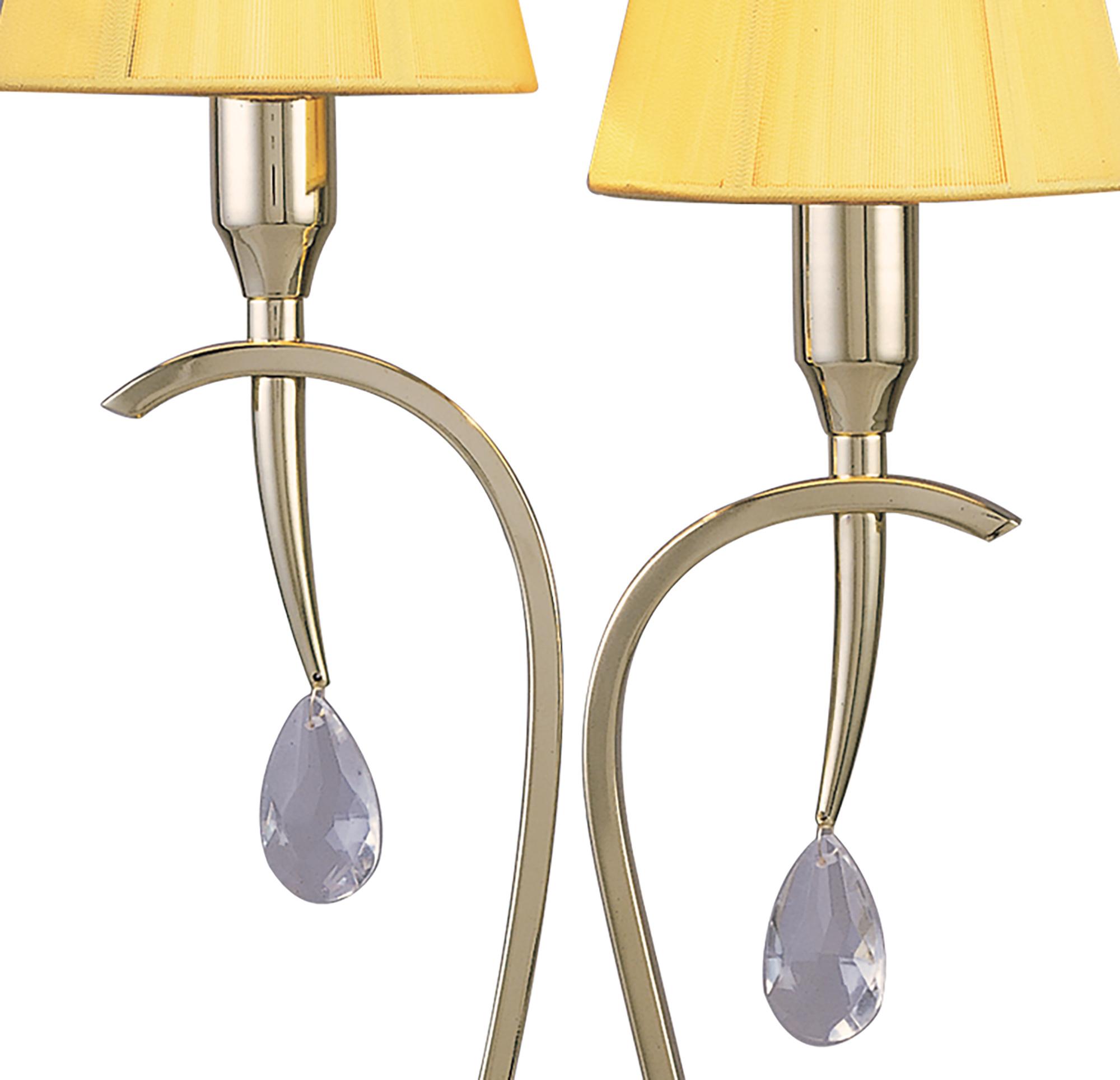 Siena Crystal Table Lamp 2 Light E14, Polished Brass With Amber Cream Shades & Clear Crystal