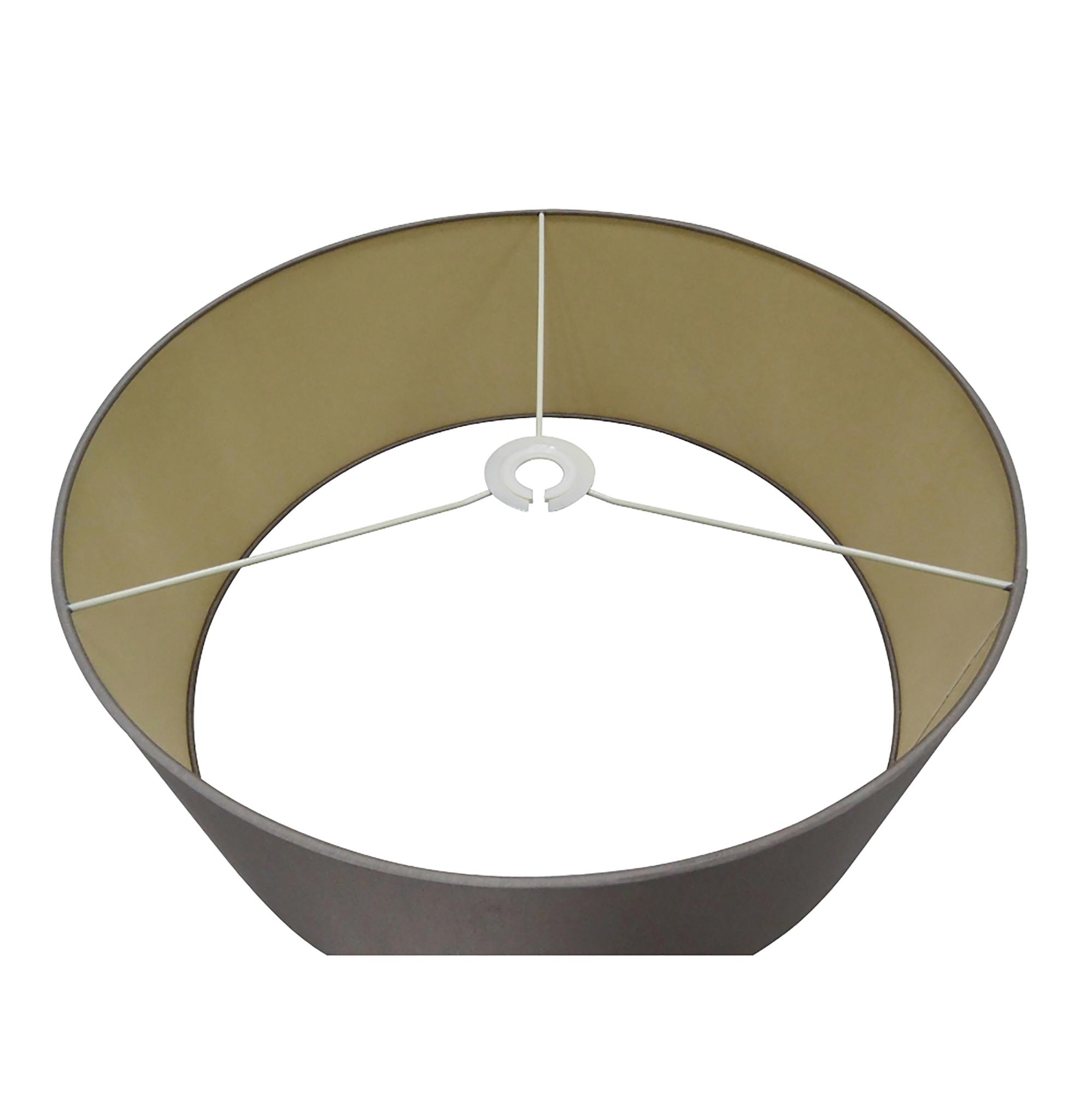 Banyan 3 Light Switched Floor Lamp With 50cm x 20cm Dual Faux Silk Shade, Taupe/Halo Gold Antique Brass