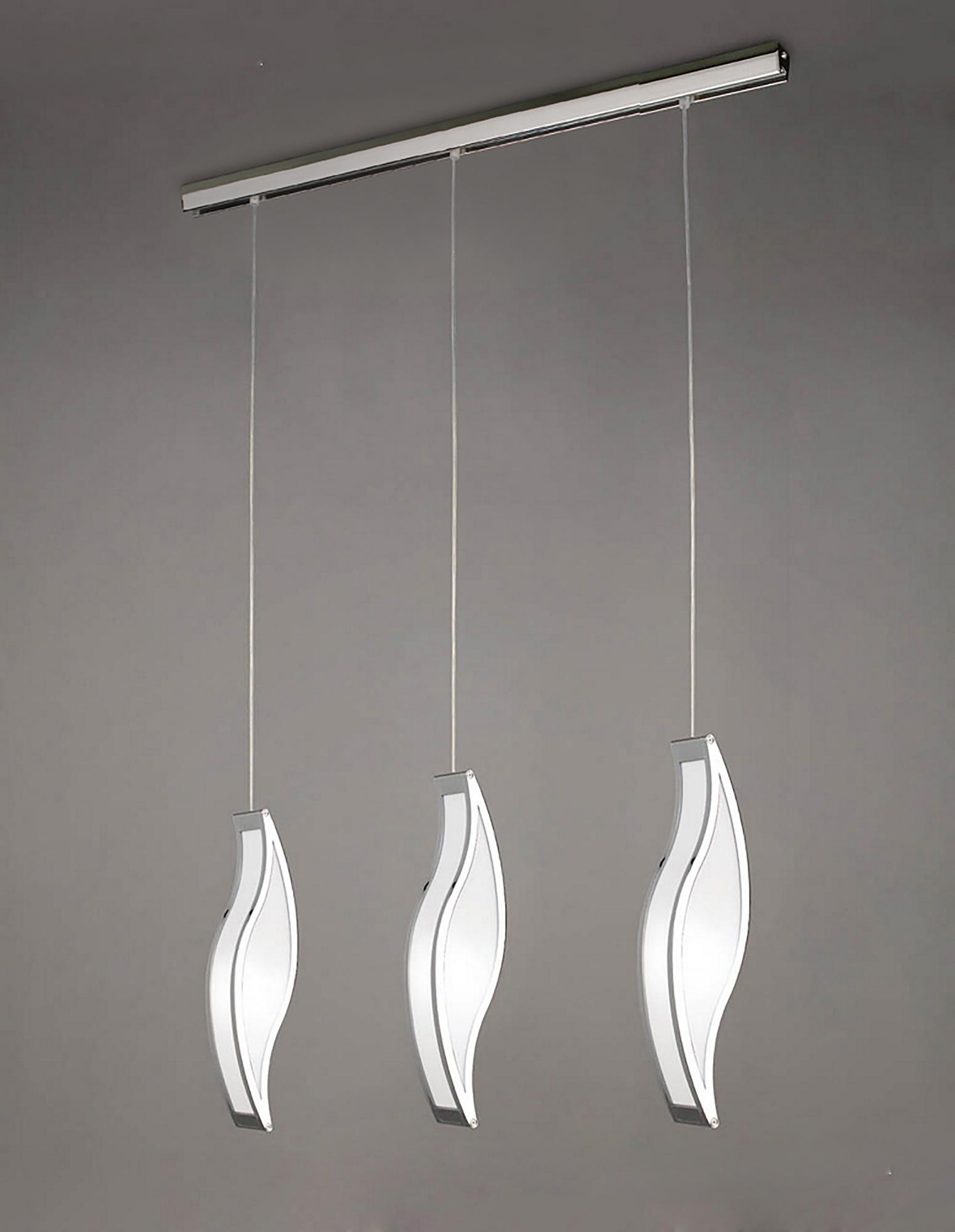 Sintesys Linear Pendant 3 Drop GU10 3 Light Bar Polished Chrome, CFL Lamps INCLUDED