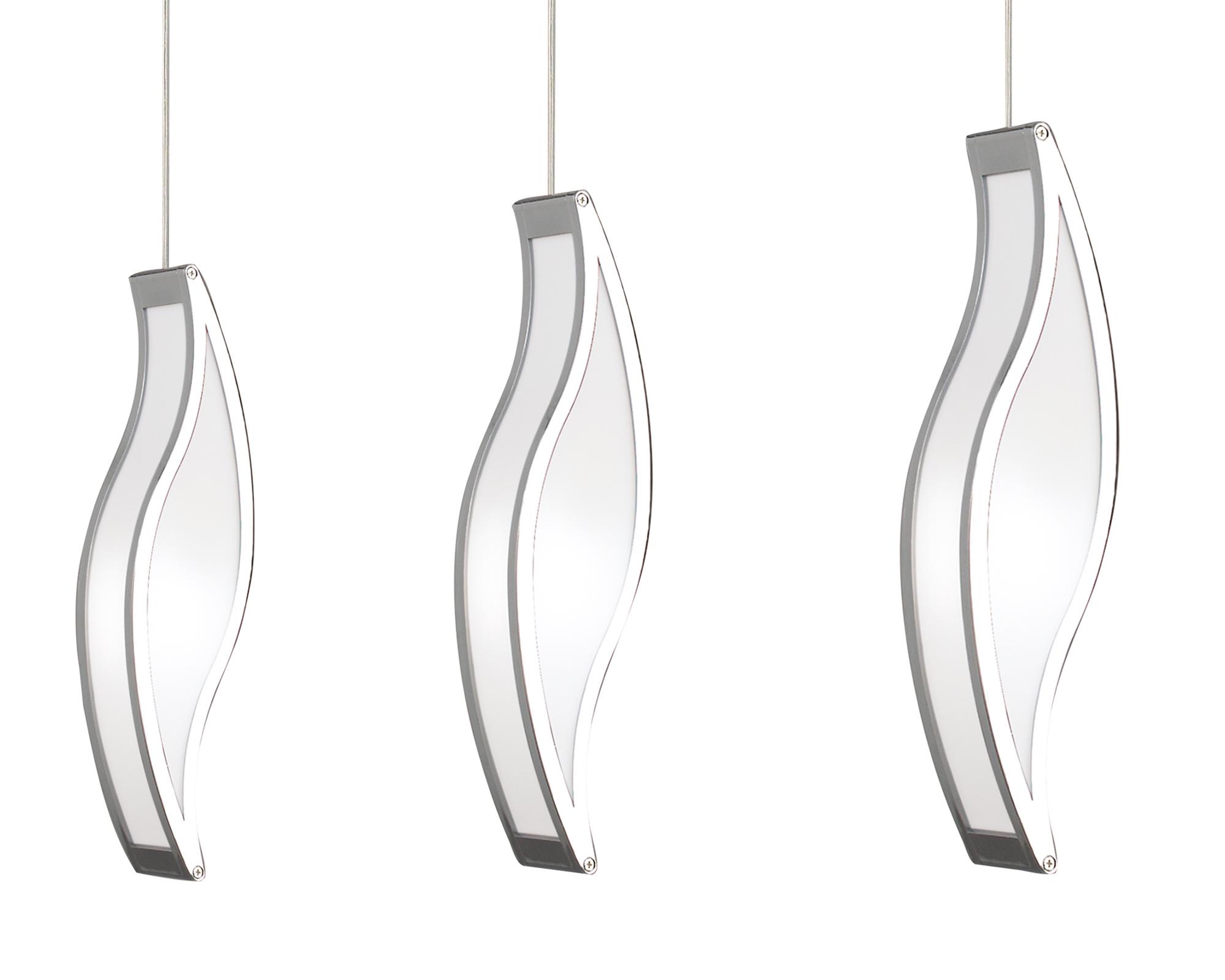 Sintesys Linear Pendant 3 Drop GU10 3 Light Bar Polished Chrome, CFL Lamps INCLUDED