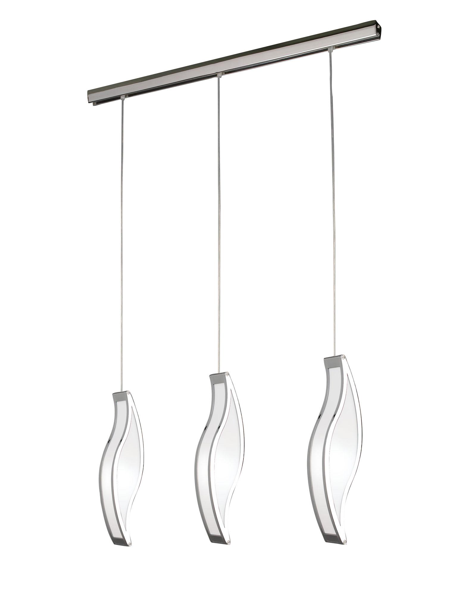 Sintesys Linear Pendant 3 Drop GU10 3 Light Bar Polished Chrome, CFL Lamps INCLUDED