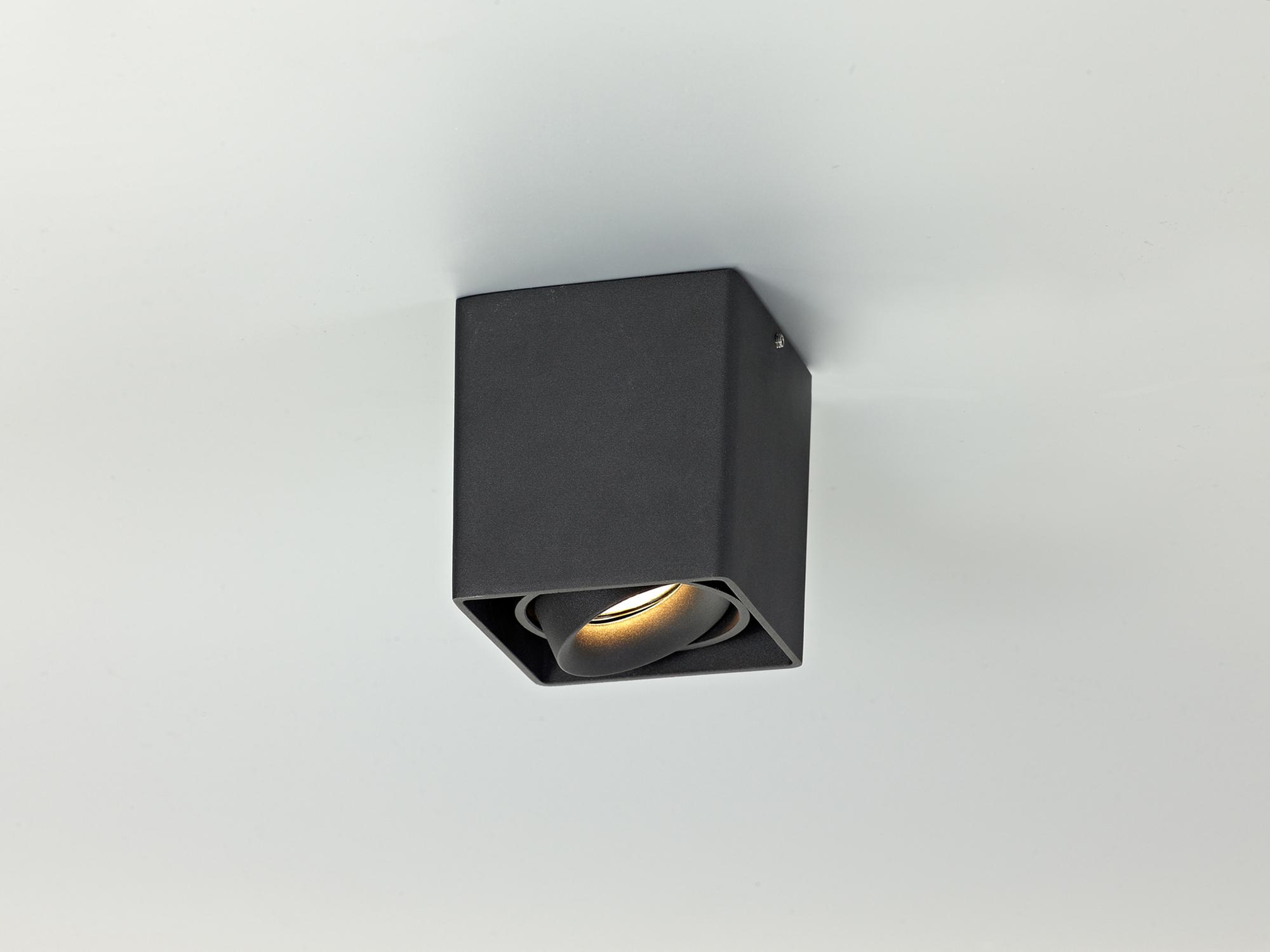 Stom Adjustable Square Spotlight, 1 Light GU10, Sand Black