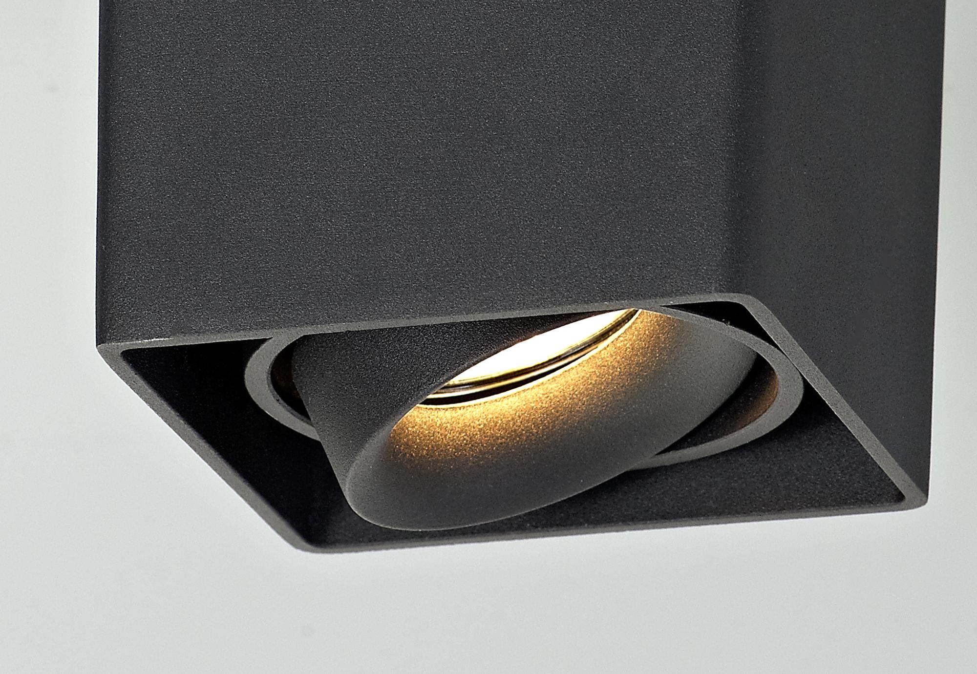 Stom Adjustable Square Spotlight, 1 Light GU10, Sand Black