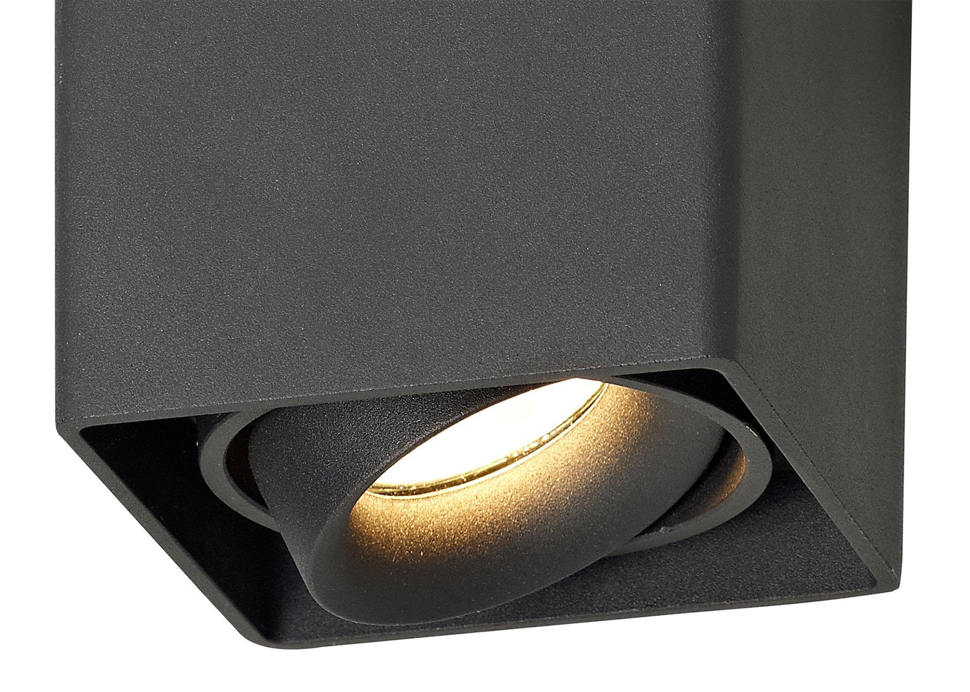 Stom Adjustable Square Spotlight, 1 Light GU10, Sand Black