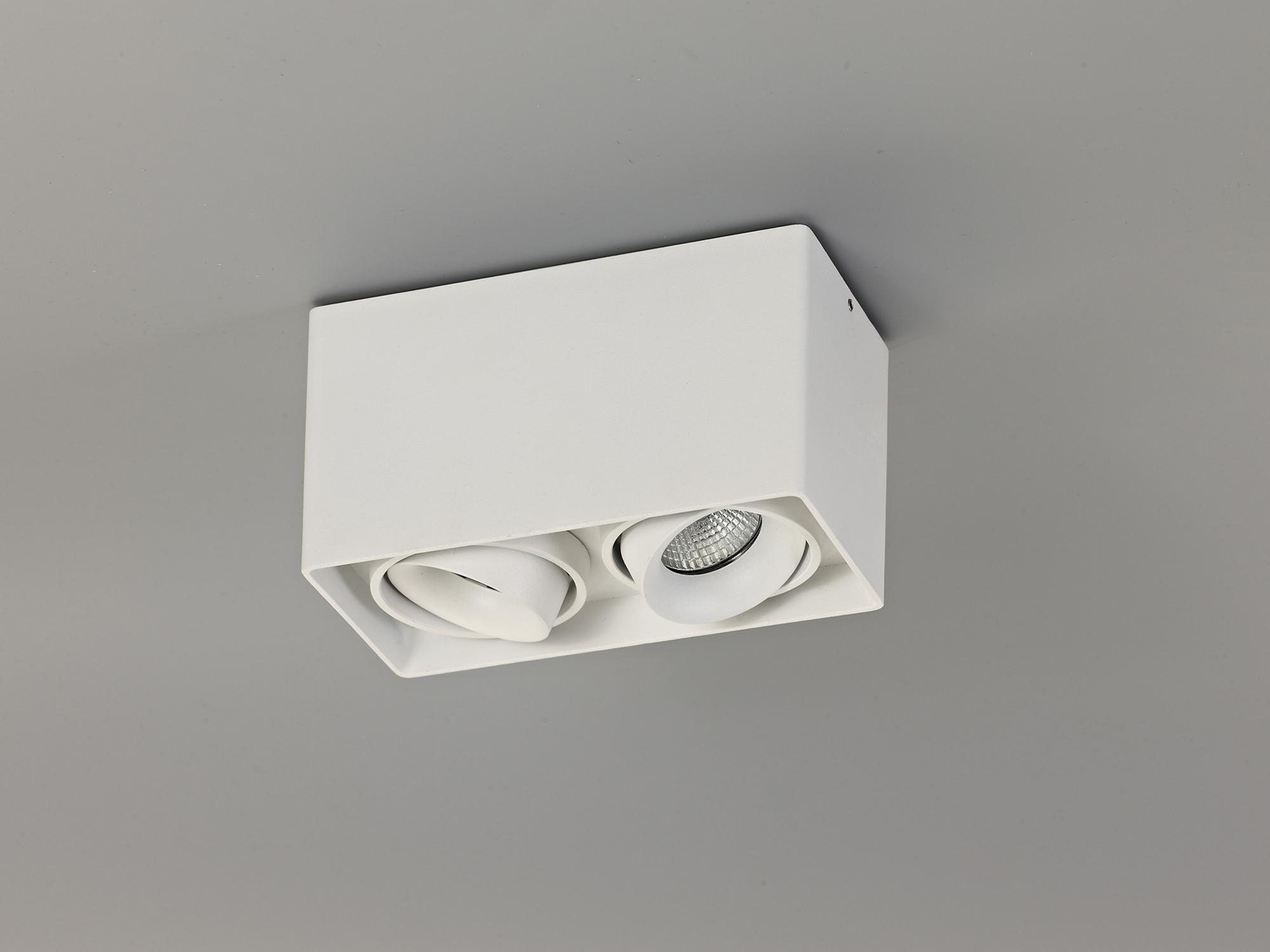 Stom Adjustable Rectangular Spotlight, 2 Light GU10, Sand White