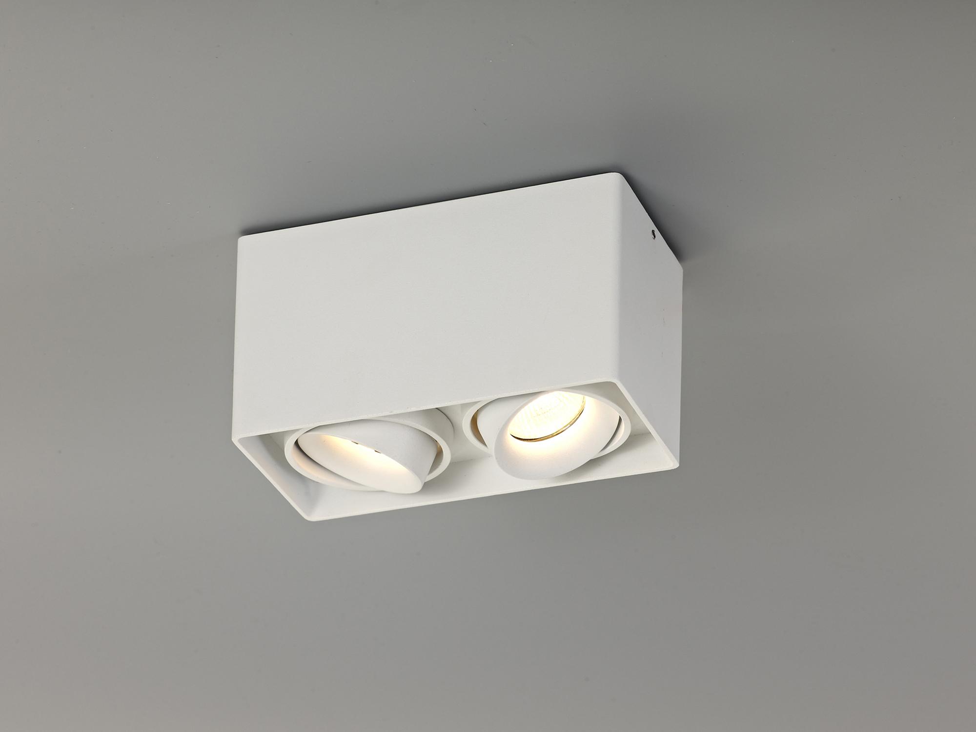 Stom Adjustable Rectangular Spotlight, 2 Light GU10, Sand White