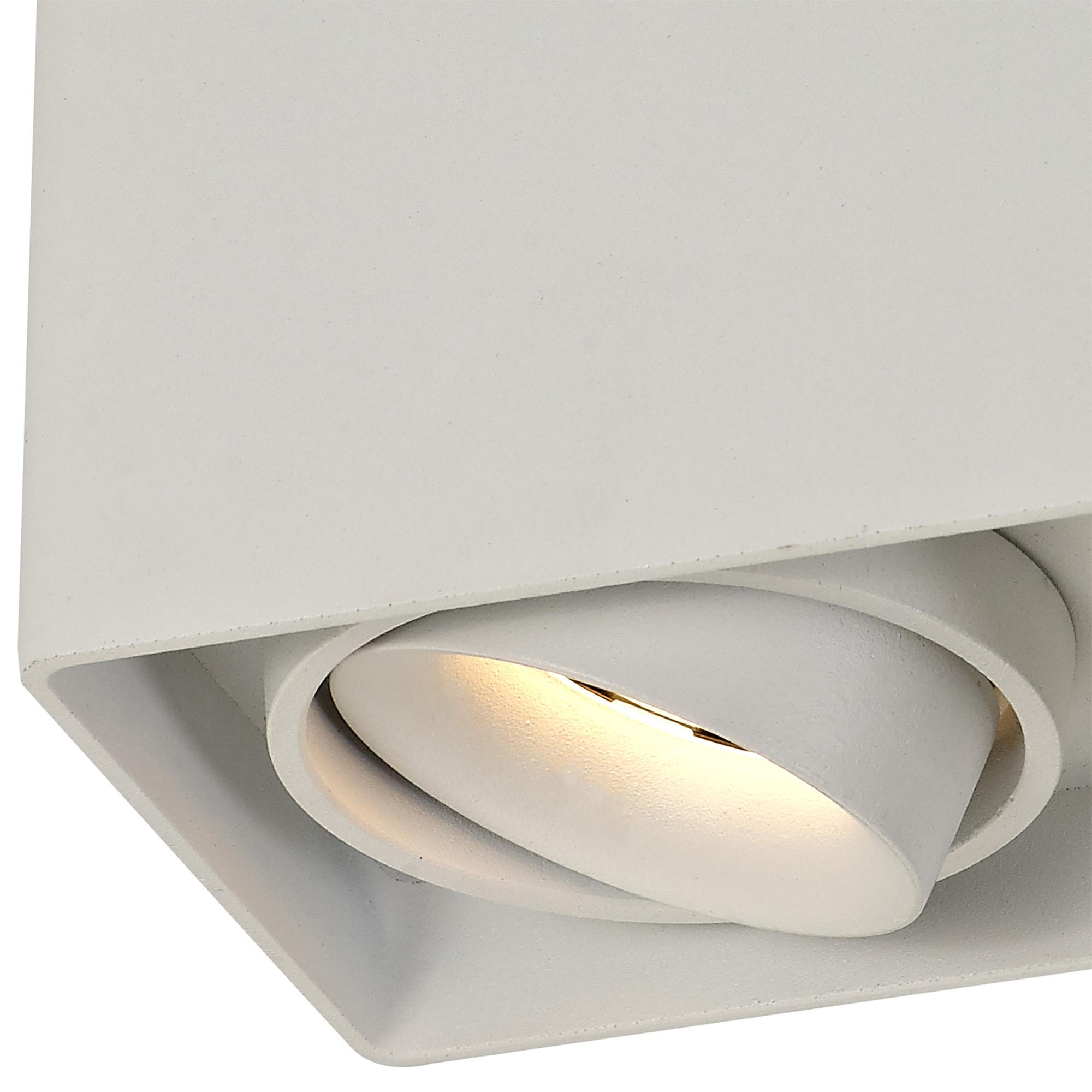 Stom Adjustable Rectangular Spotlight, 2 Light GU10, Sand White