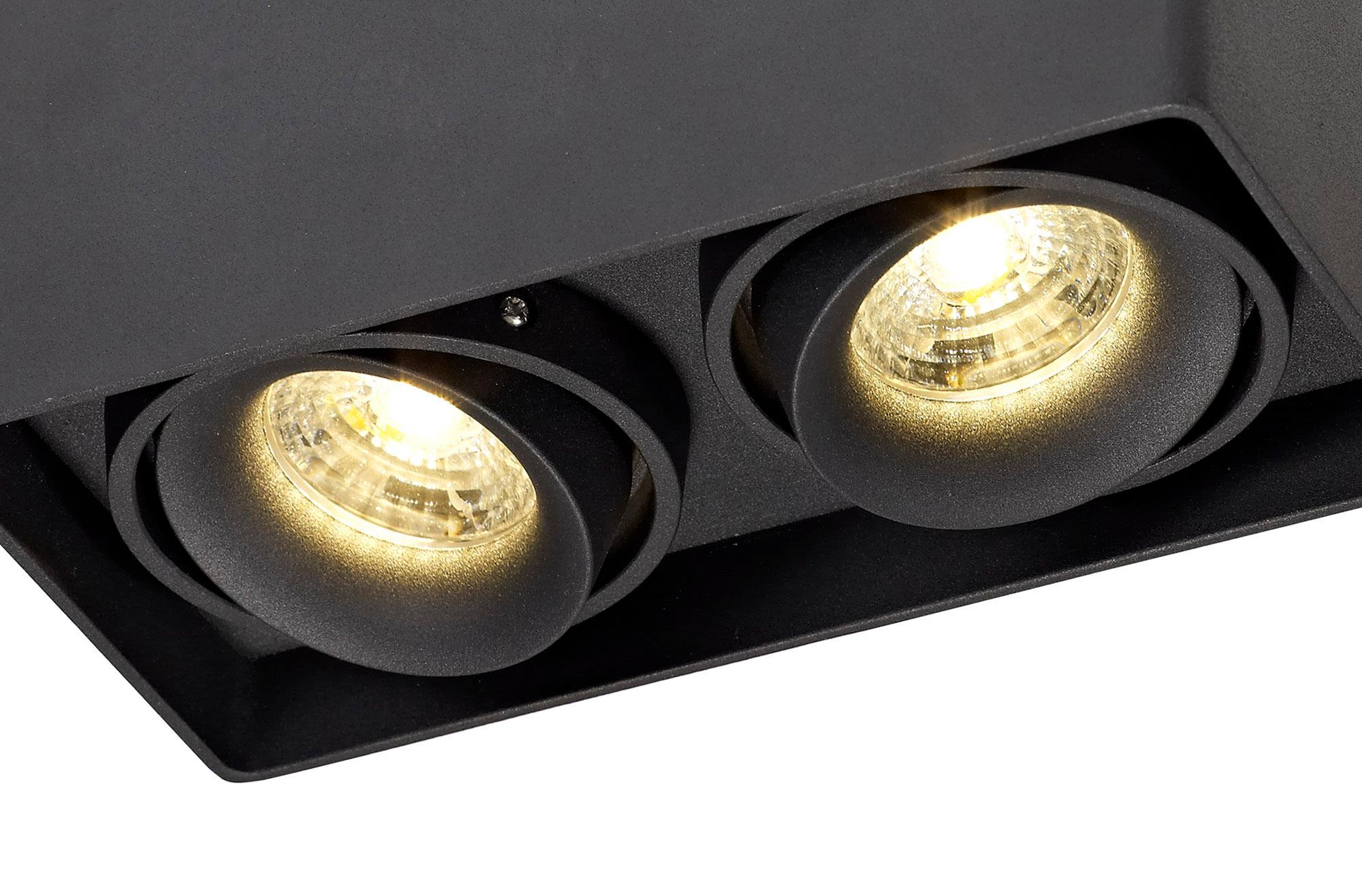 Stom Adjustable Rectangular Spotlight, 2 Light GU10, Sand Black