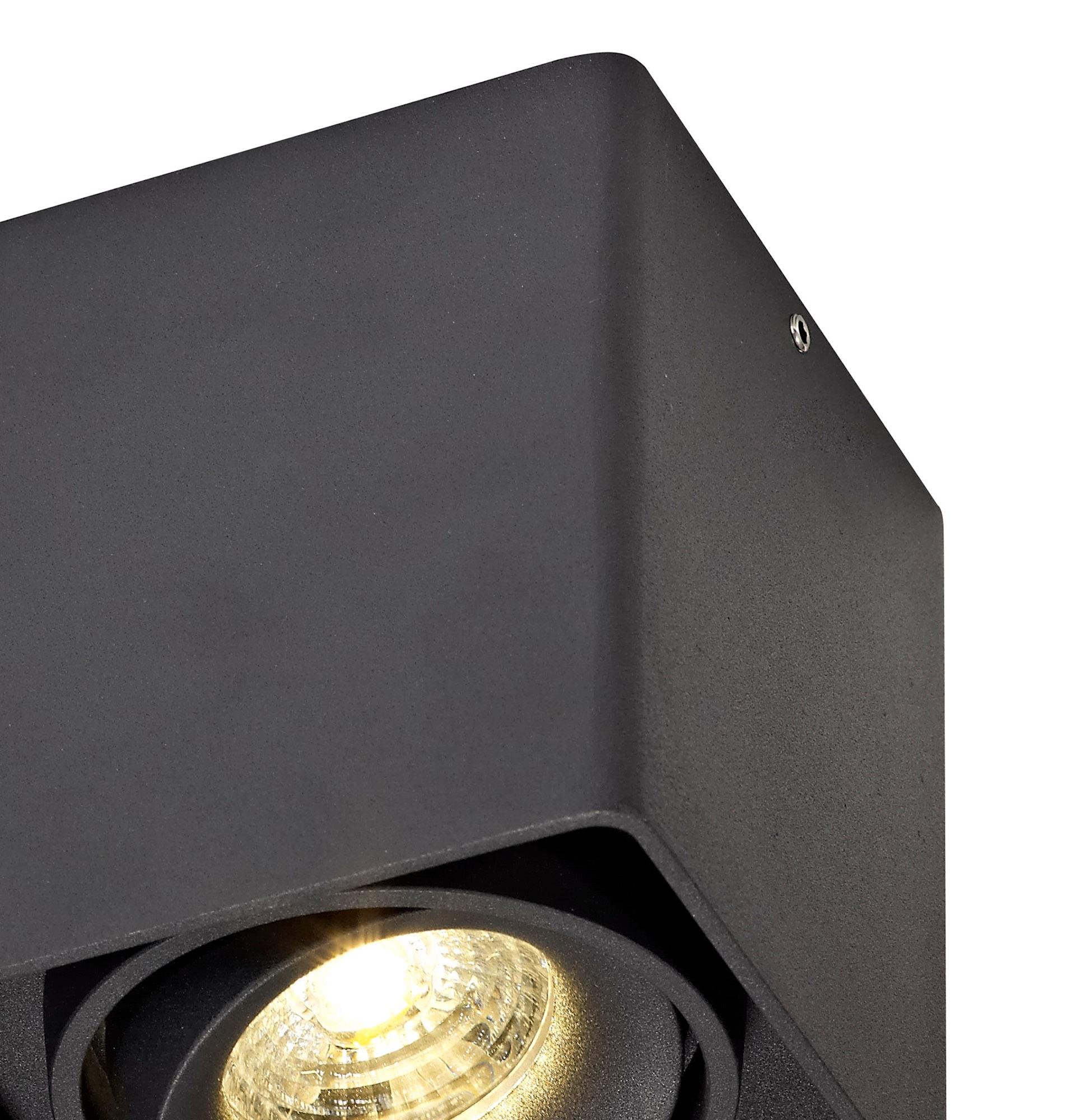 Stom Adjustable Rectangular Spotlight, 2 Light GU10, Sand Black