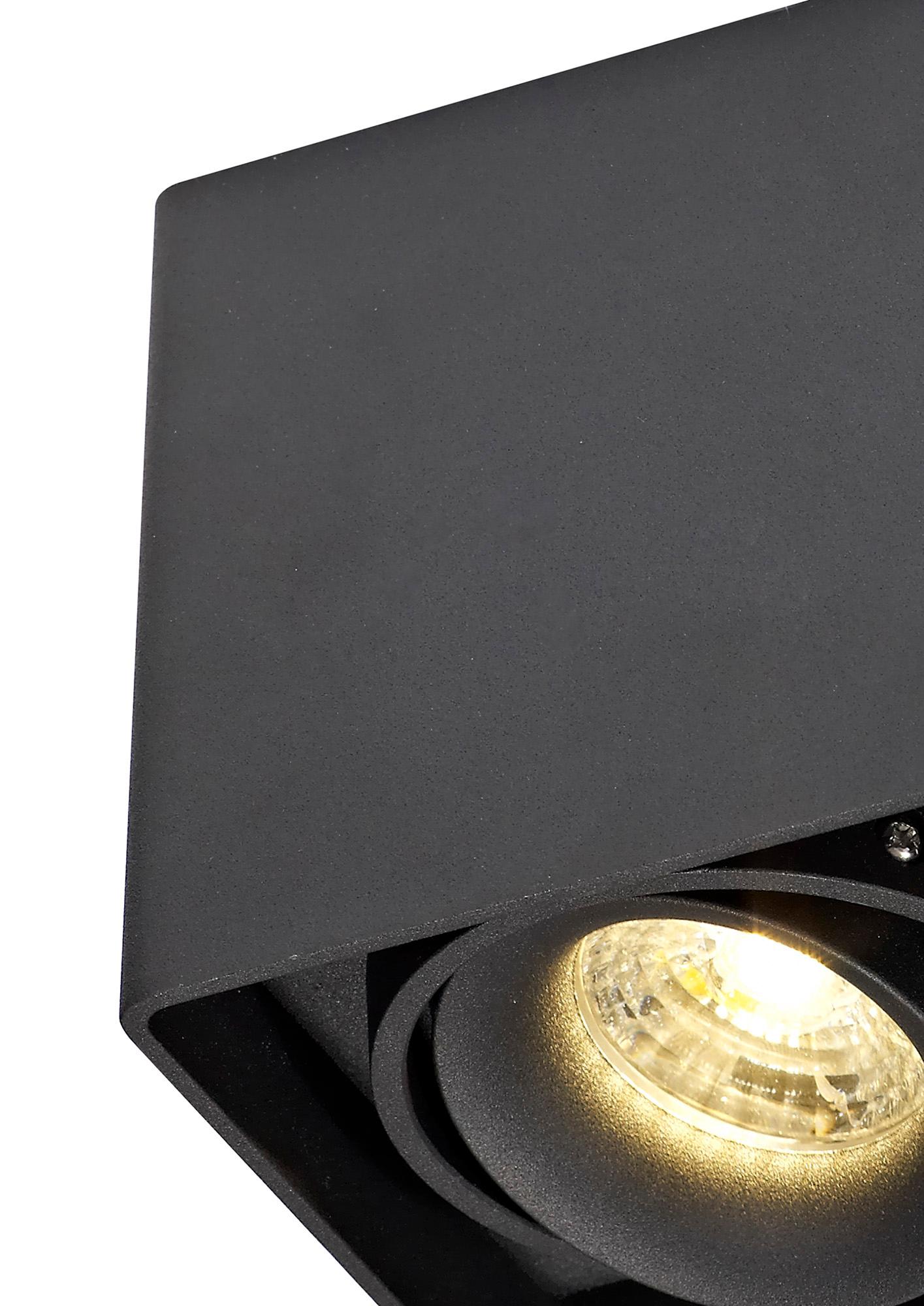 Stom Adjustable Rectangular Spotlight, 2 Light GU10, Sand Black