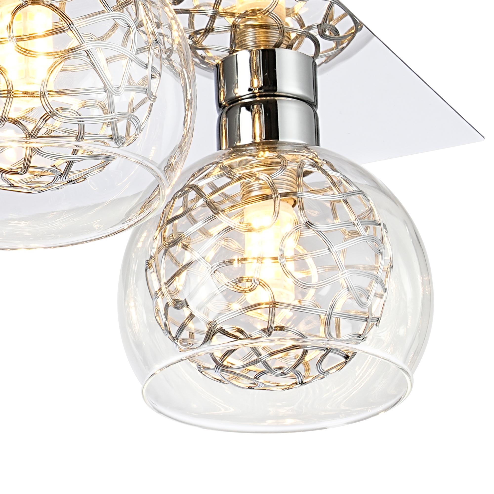Talia Flush Ceiling Square, 4 Light G9, Polished Chrome/Silver/Clear Glass