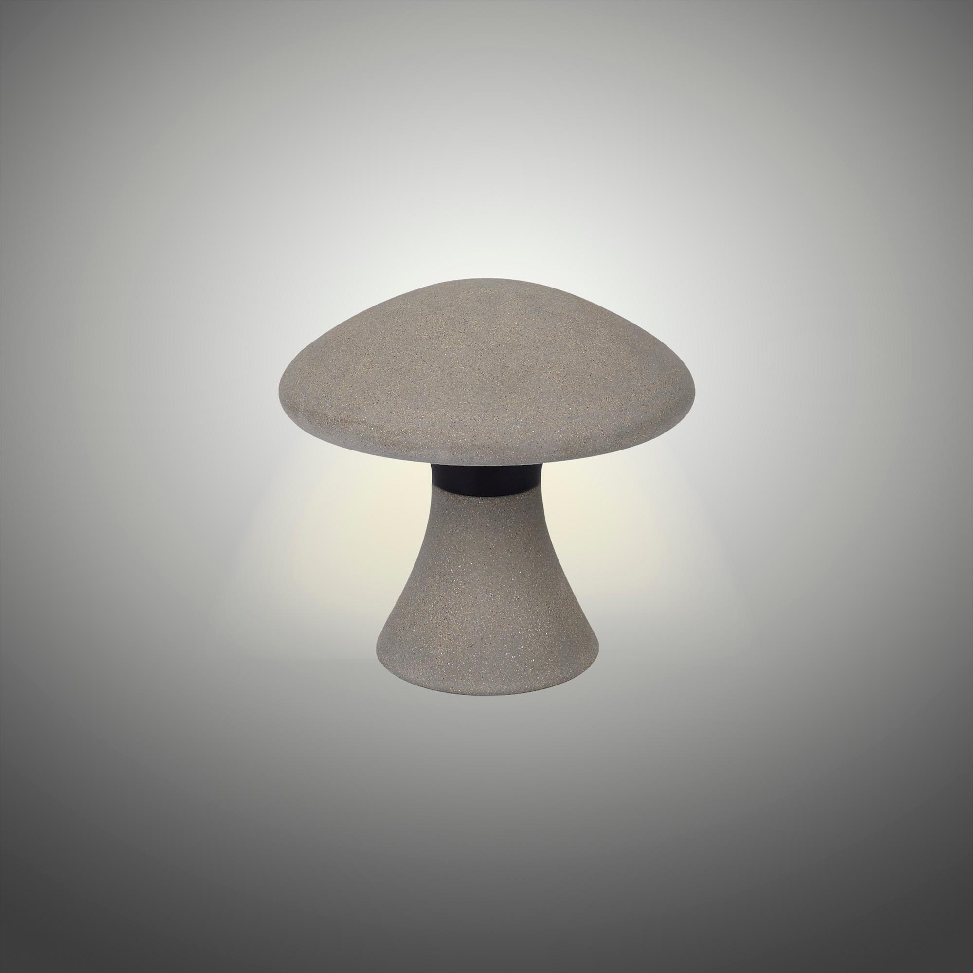 Taos Small Mushroom Bollard, 6.5W LED, 3000K, 490lm, IP65, Dark Grey Cement, 3yrs Warranty