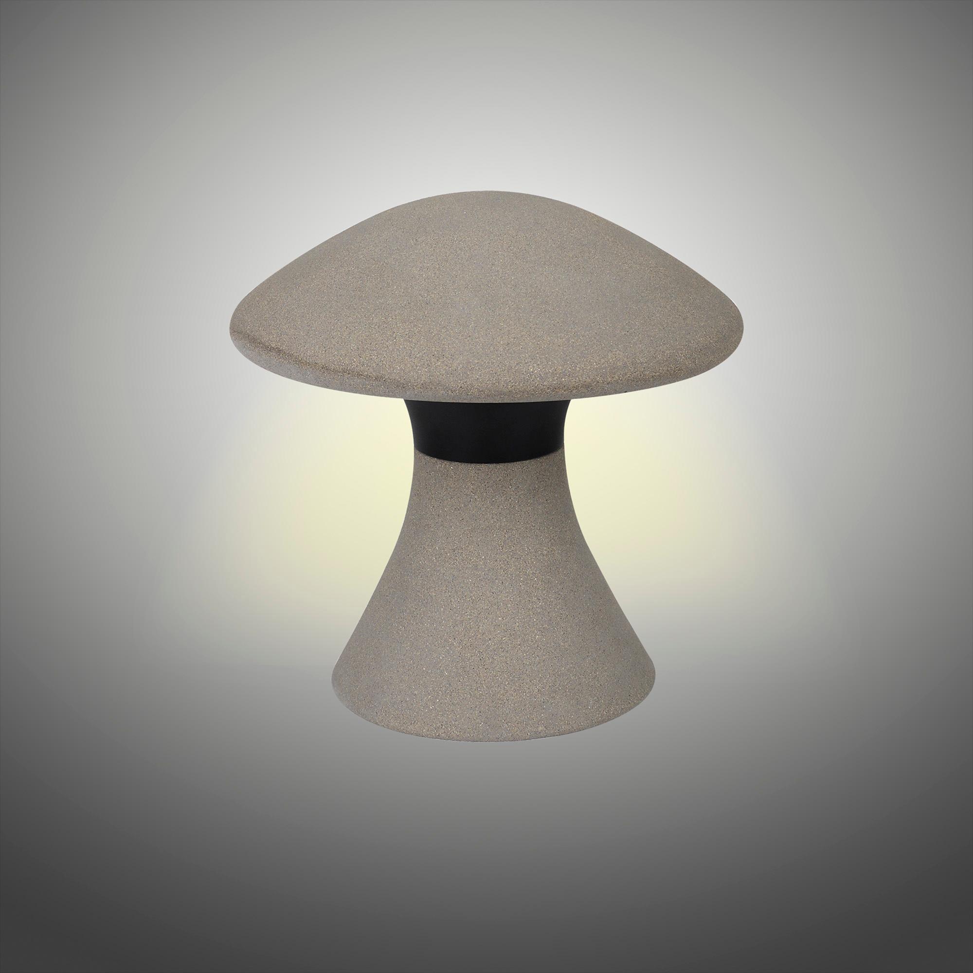 Taos Large Mushroom Bollard, 12W LED, 3000K, 905lm, IP65, Dark Grey Cement, 3yrs Warranty