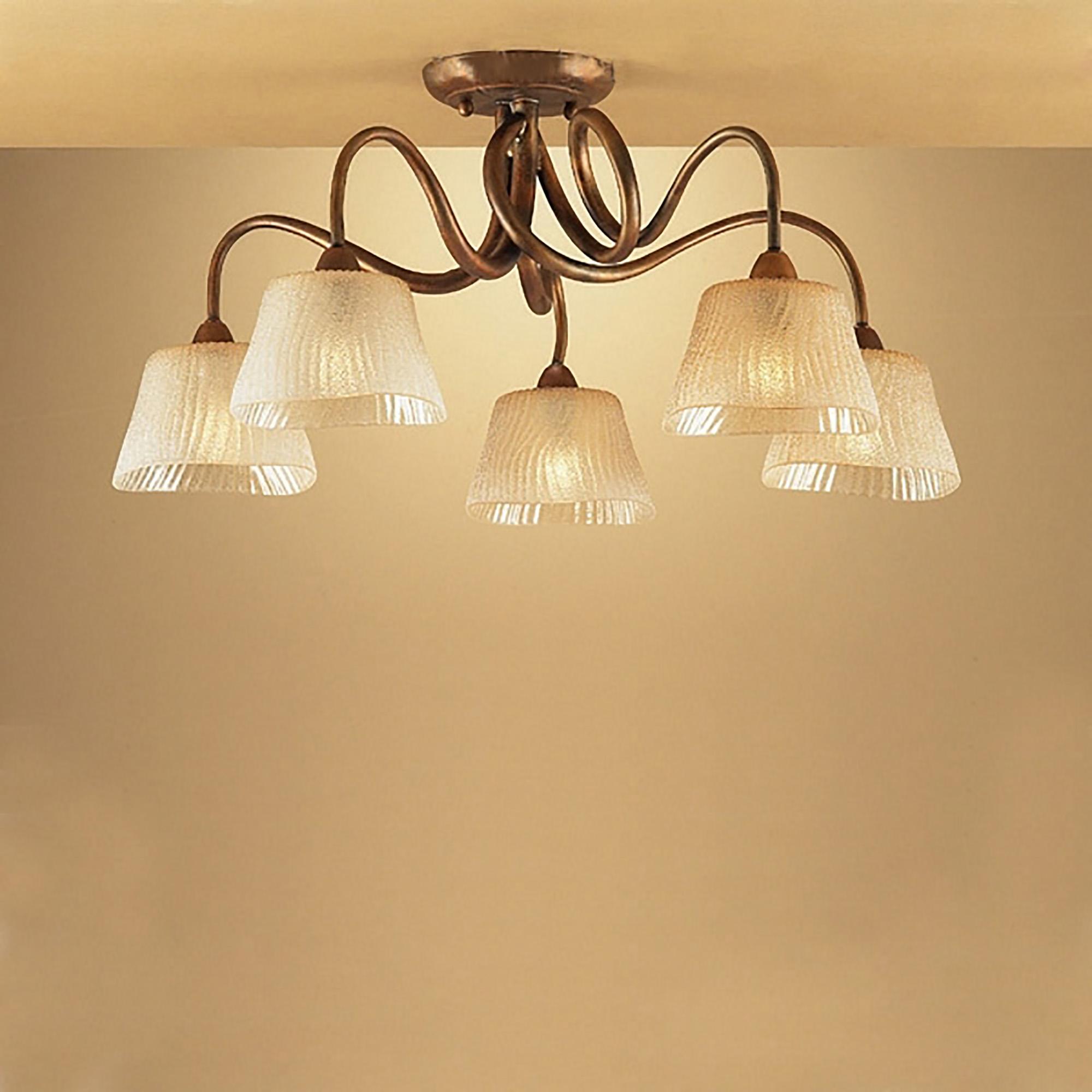 (0039 002) Tentacle 68cm Ceiling 5 Light E14, Rustic Gold