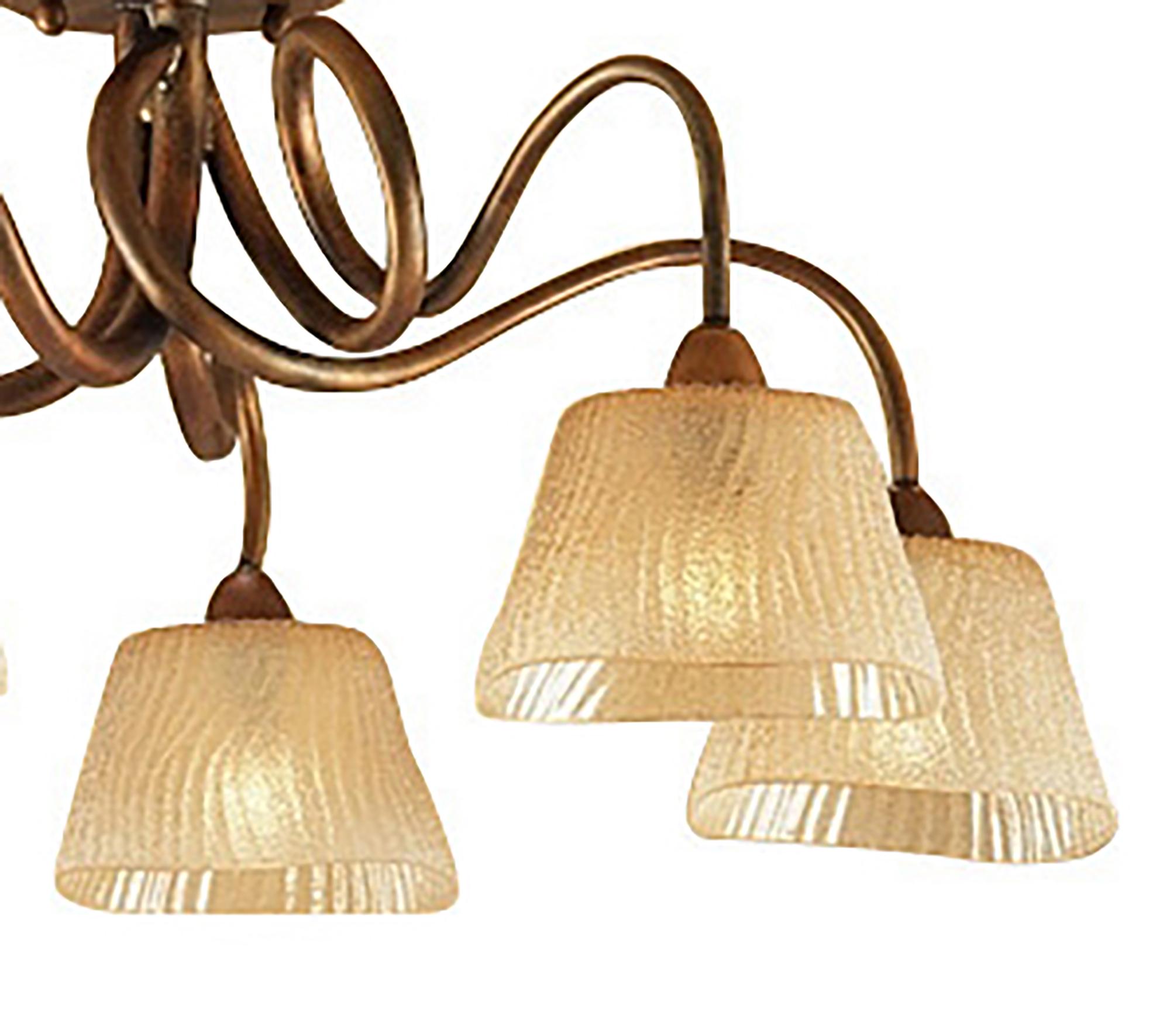 (0039 002) Tentacle 68cm Ceiling 5 Light E14, Rustic Gold
