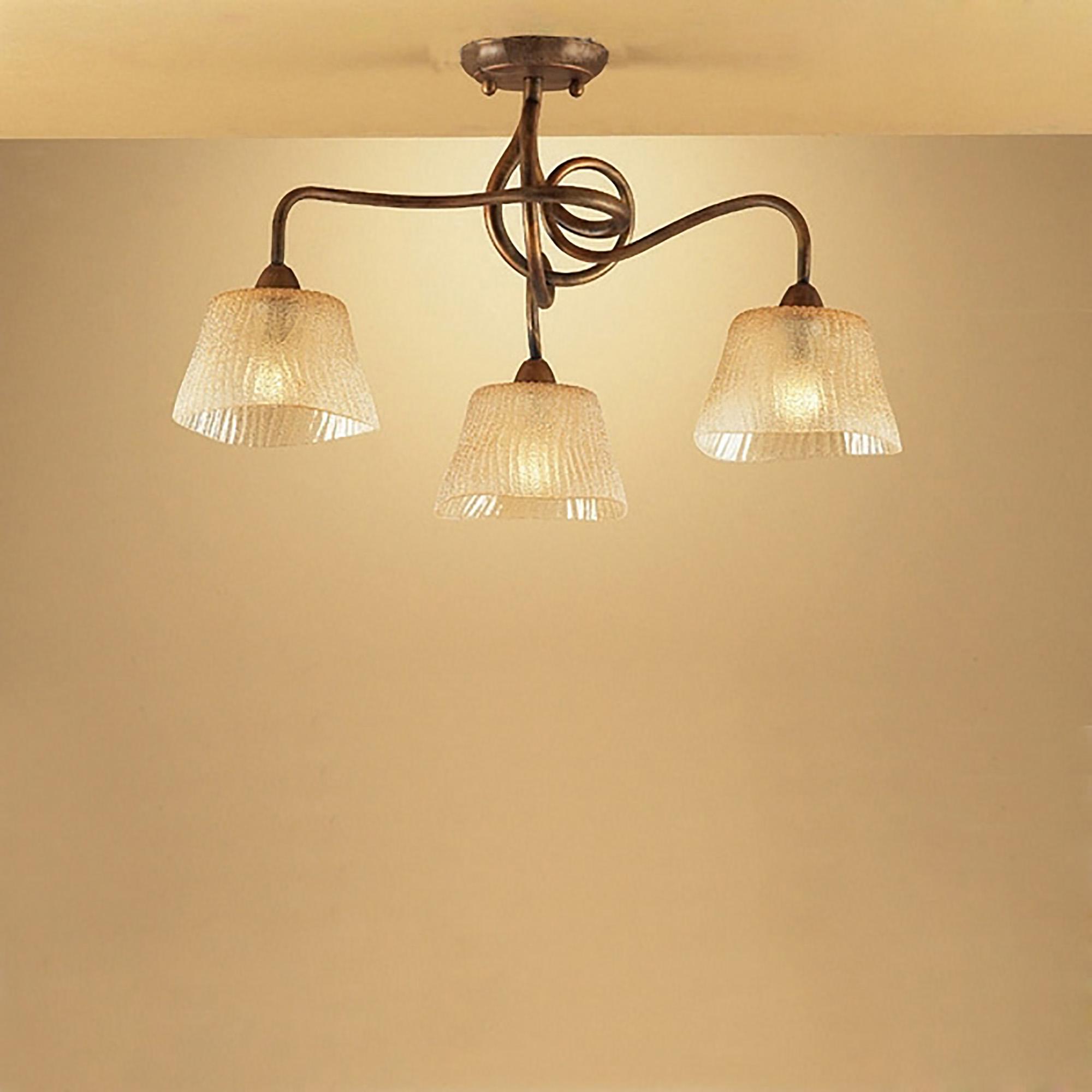 (0039 003) Tentacle 57cm Ceiling 3 Light E14, Rustic Gold