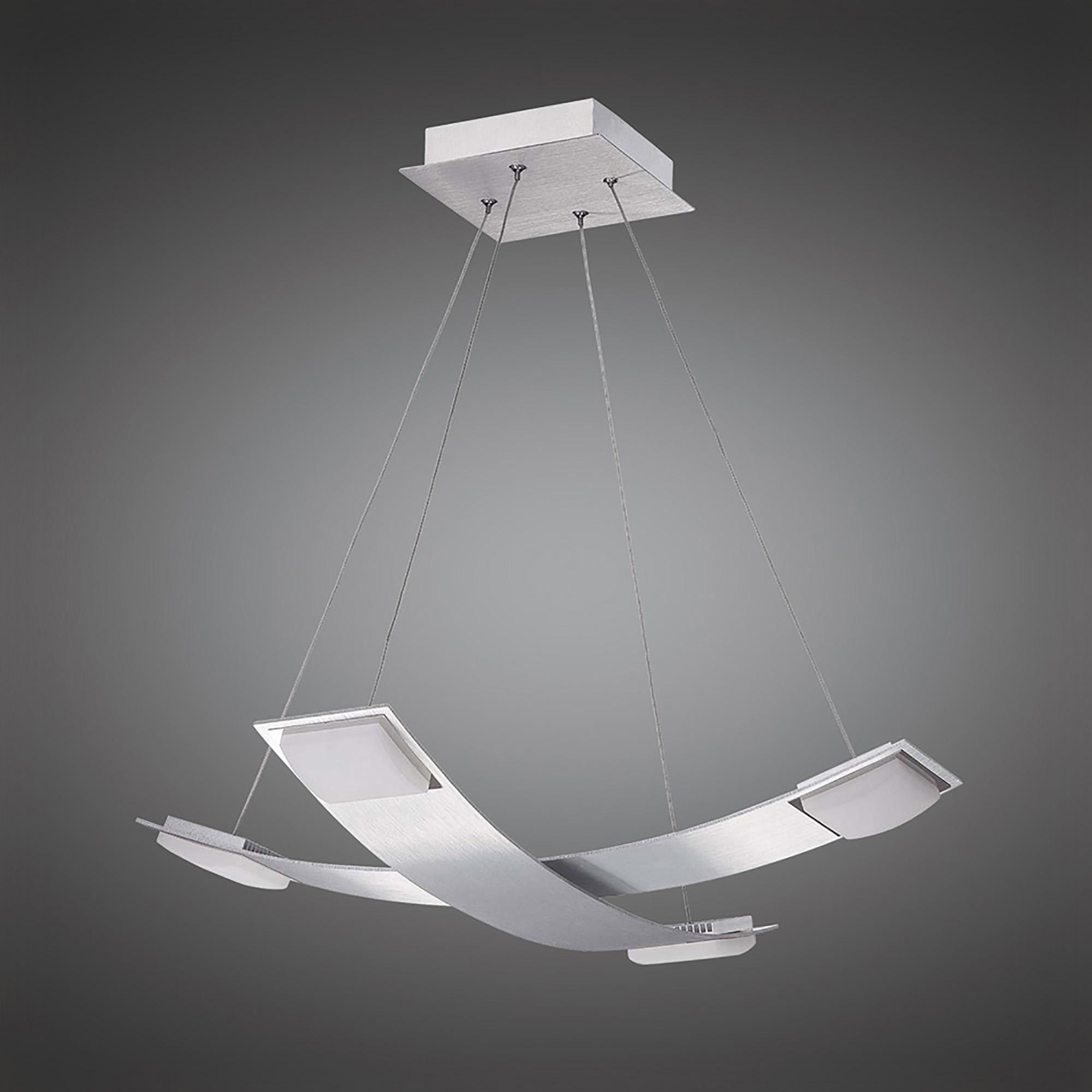 Thea Square Pendant 4 Light 28W LED 3000K, 2520lm, Satin Aluminium/Frosted Acrylic, 3yrs Warranty