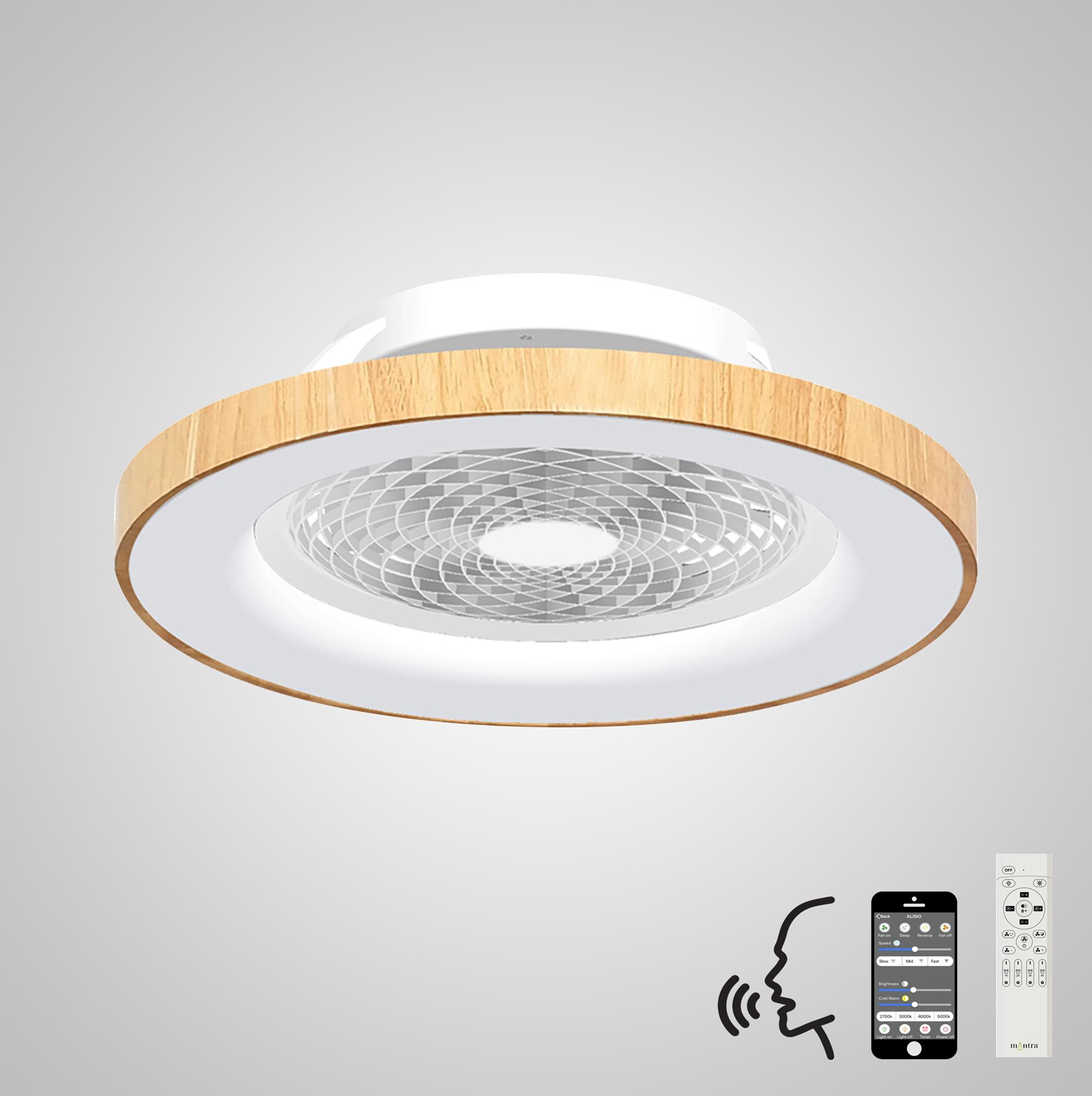 Tibet 65cm 70W LED Dimmable Ceiling Light With 35W DC Reversible Fan Remote, APP, Alexa & Google Voice, 3900lm, Wood Effect/White, 5yrs Wrnty