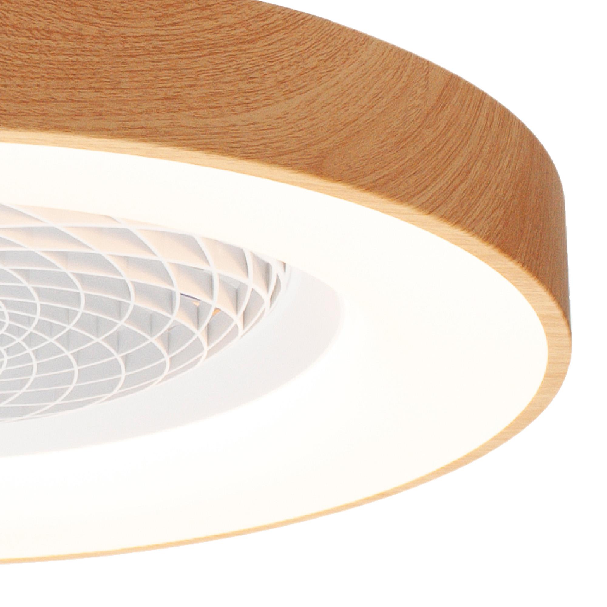 Tibet Mini 53cm 70W LED Dimmable Ceiling Light With 35W DC Reversible Fan Remote, 3900lm, Wood Effect/White, 5yrs Wrnty