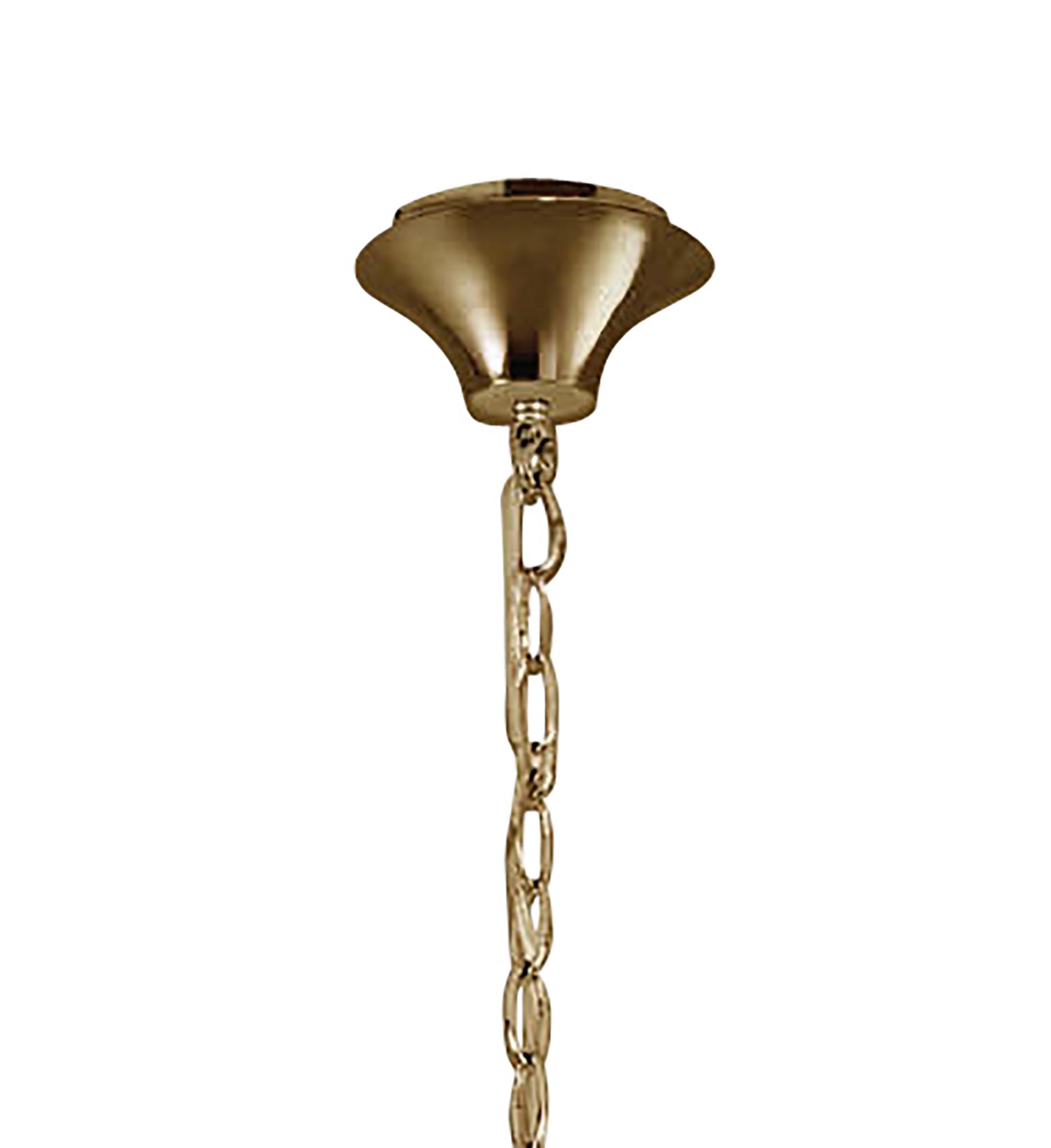 Tiffany 66cm Pendant 6+6 Light E14+G9, French Gold With White Shades & Clear Crystal