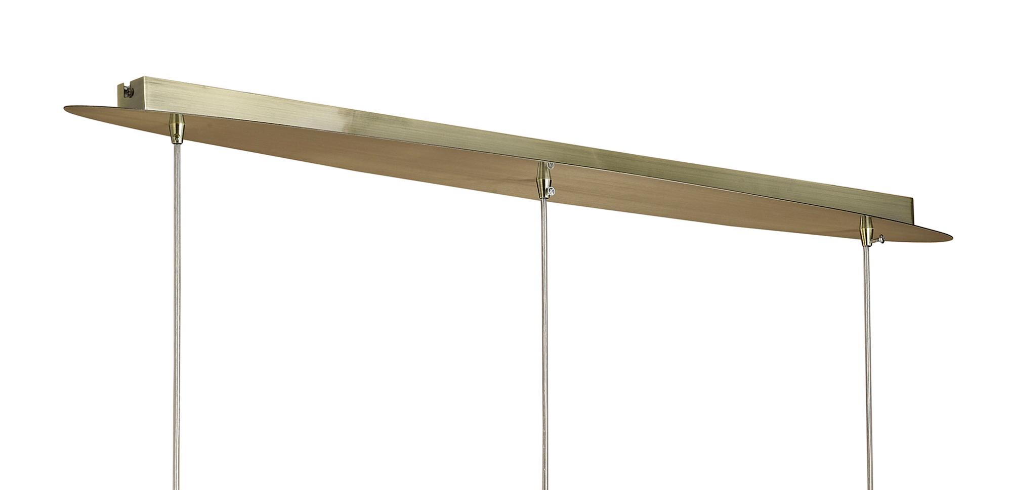 Tiffany Linear Pendant 3+3 Light E27+G9 Line, Antique Brass With Cream Shades & Clear Crystal