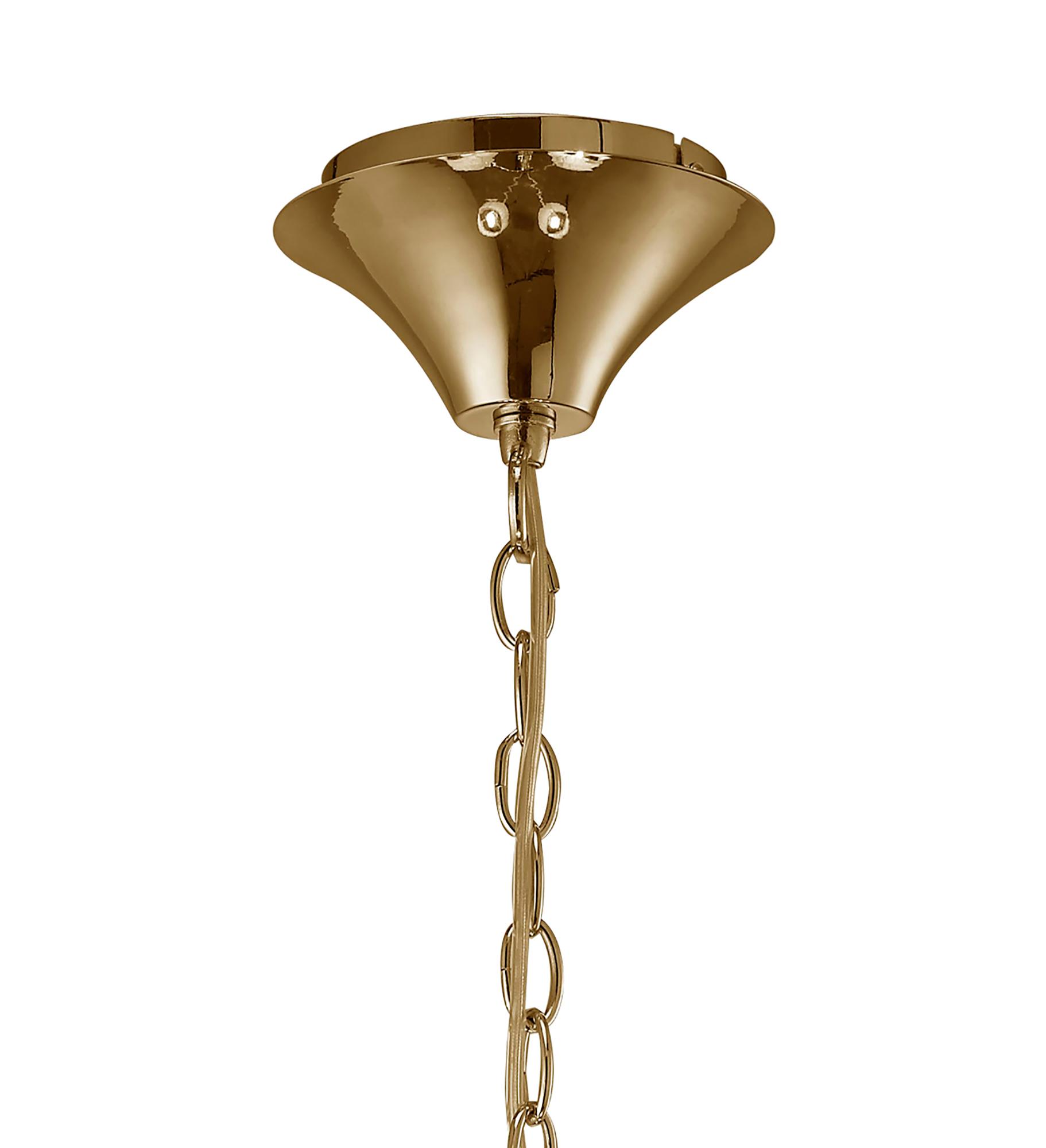 Tiffany 55cm Pendant 4+4 Light E14+G9, French Gold With White Shades & Clear Crystal
