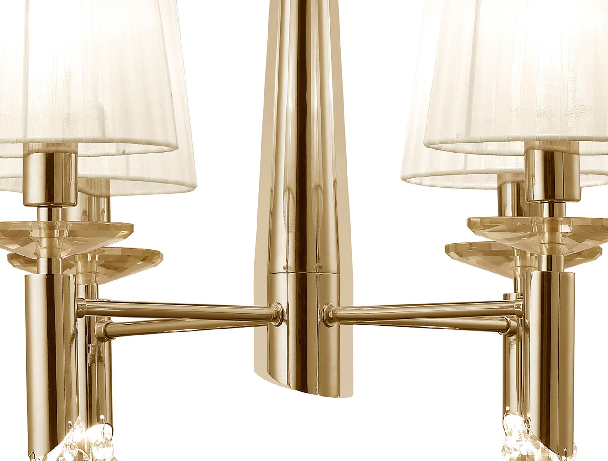 Tiffany 55cm Pendant 4+4 Light E14+G9, French Gold With White Shades & Clear Crystal