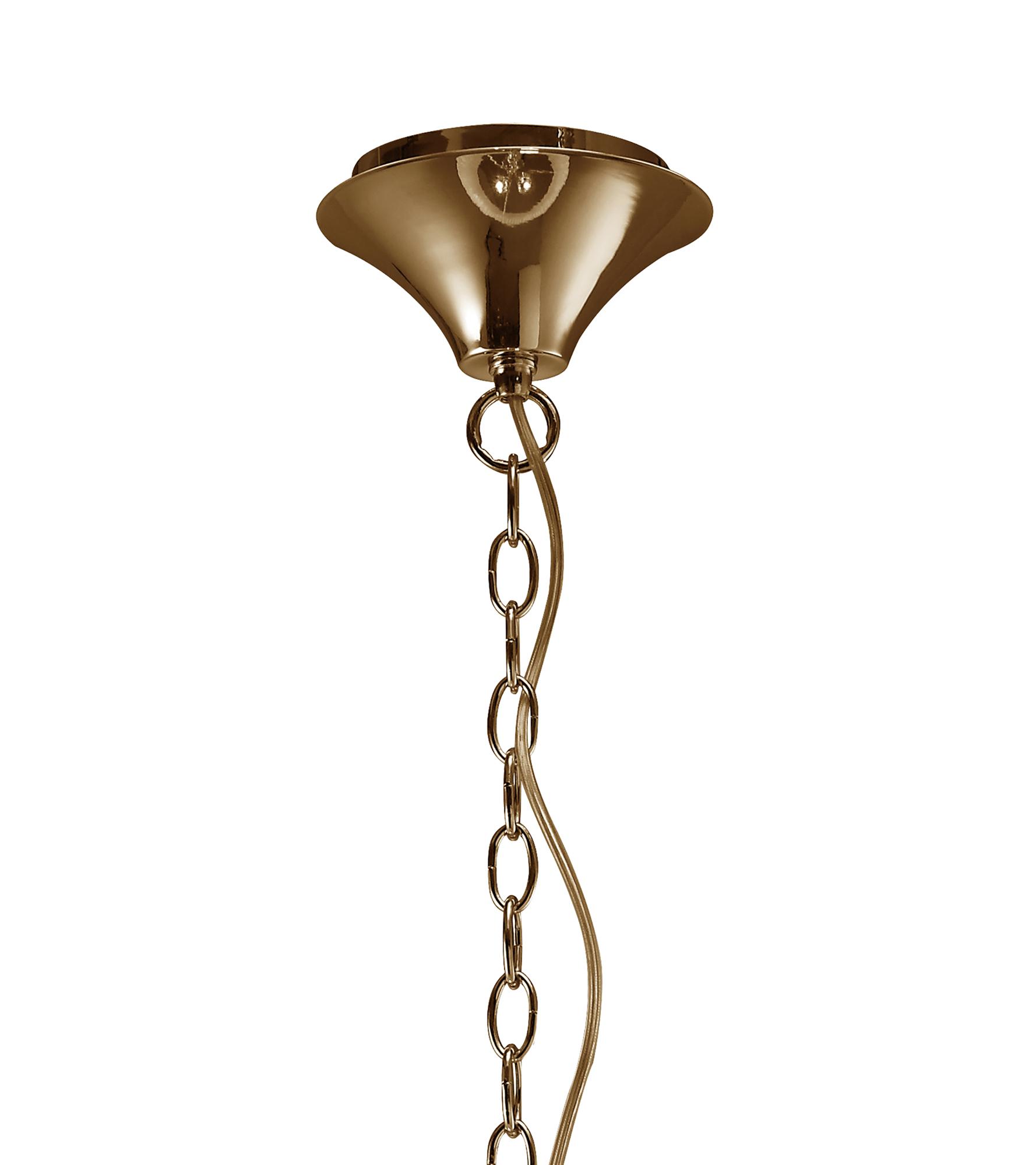 Tiffany 50cm Pendant 3+3 Light E14+G9, French Gold With White Shade & Clear Crystal