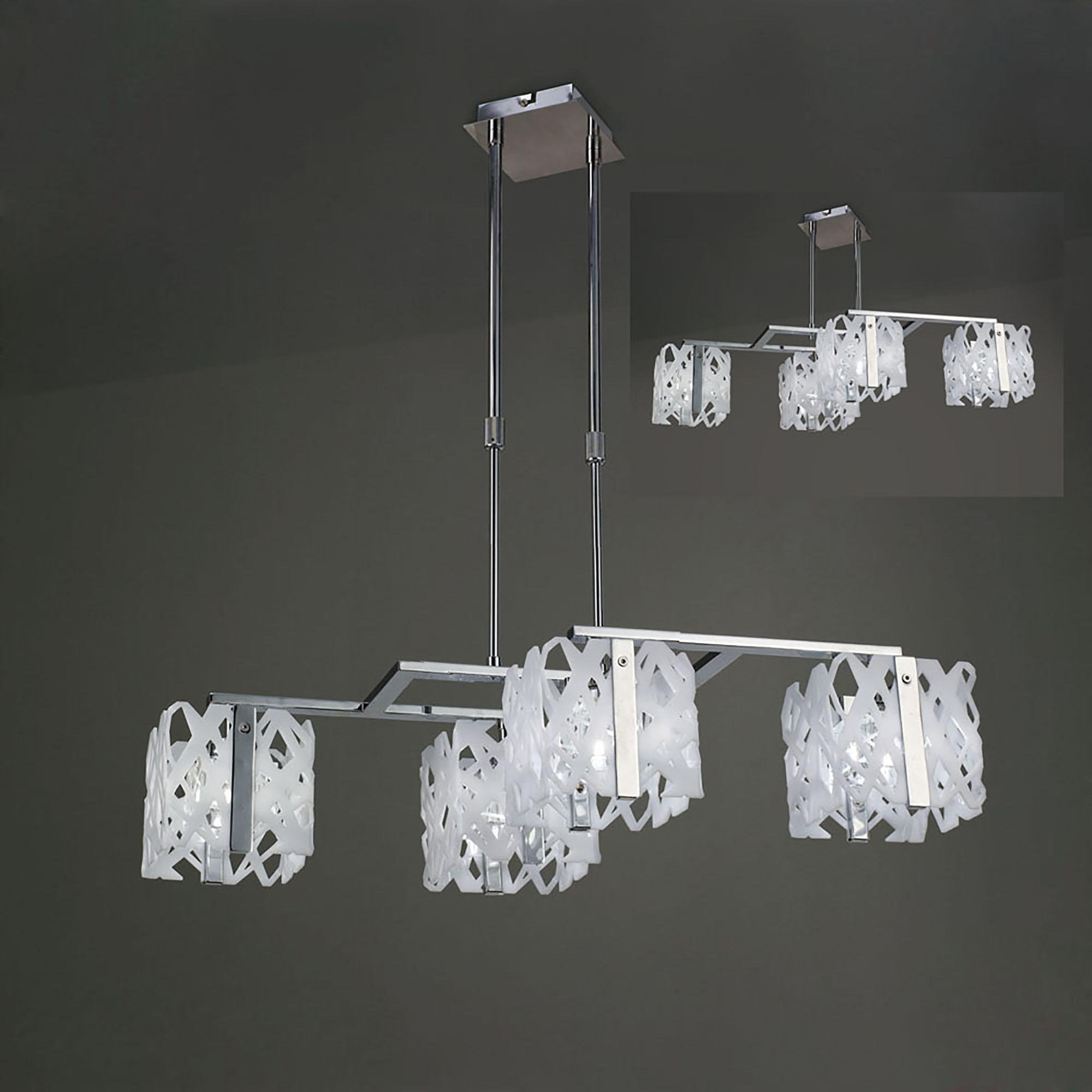 Tokio Rectangular Telescopic Convertible To Semi Flush 4 Light G9 Line, Gloss White/Polished Chrome