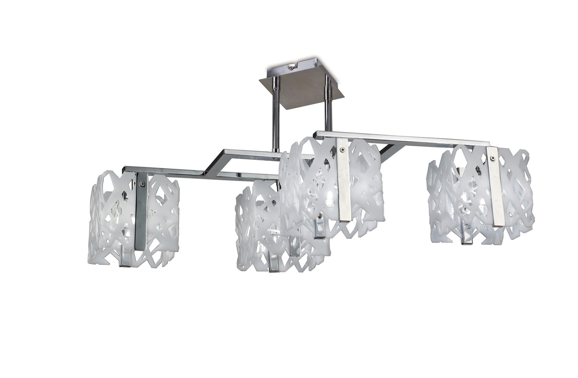 Tokio Rectangular Telescopic Convertible To Semi Flush 4 Light G9 Line, Gloss White/Polished Chrome