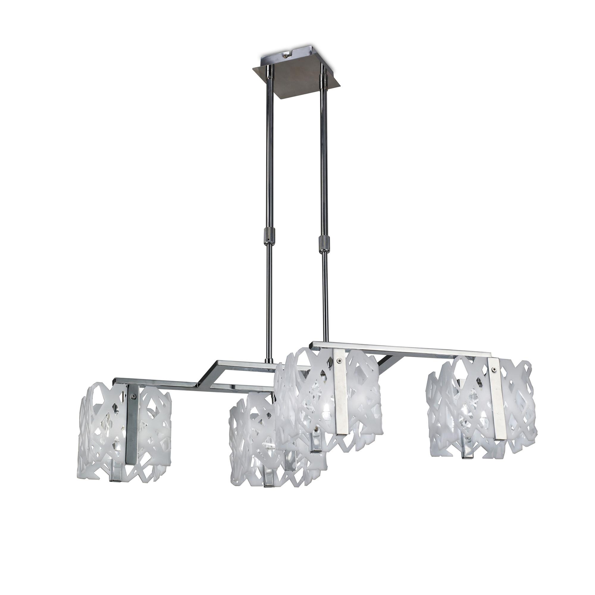 Tokio Rectangular Telescopic Convertible To Semi Flush 4 Light G9 Line, Gloss White/Polished Chrome
