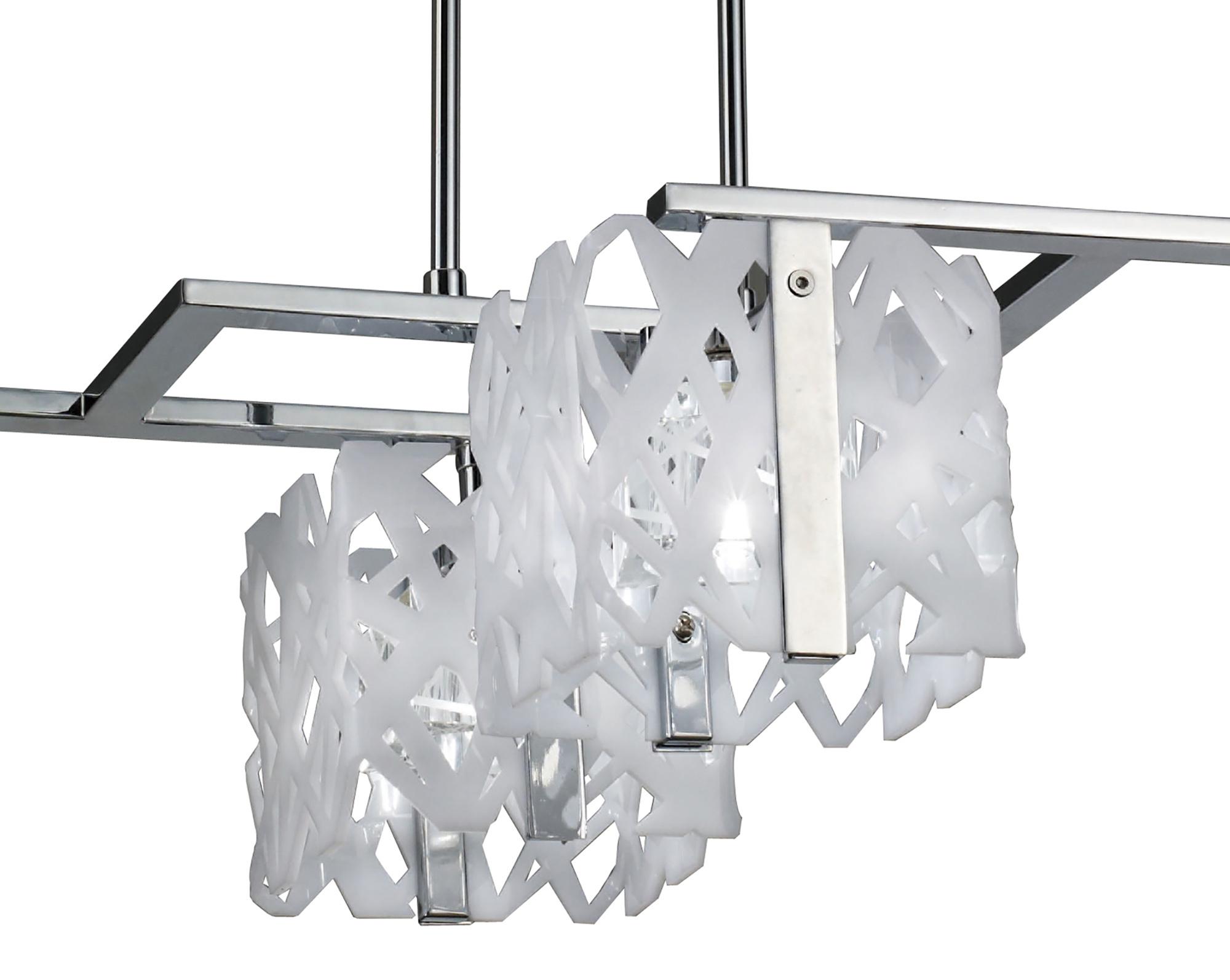 Tokio Rectangular Telescopic Convertible To Semi Flush 4 Light G9 Line, Gloss White/Polished Chrome