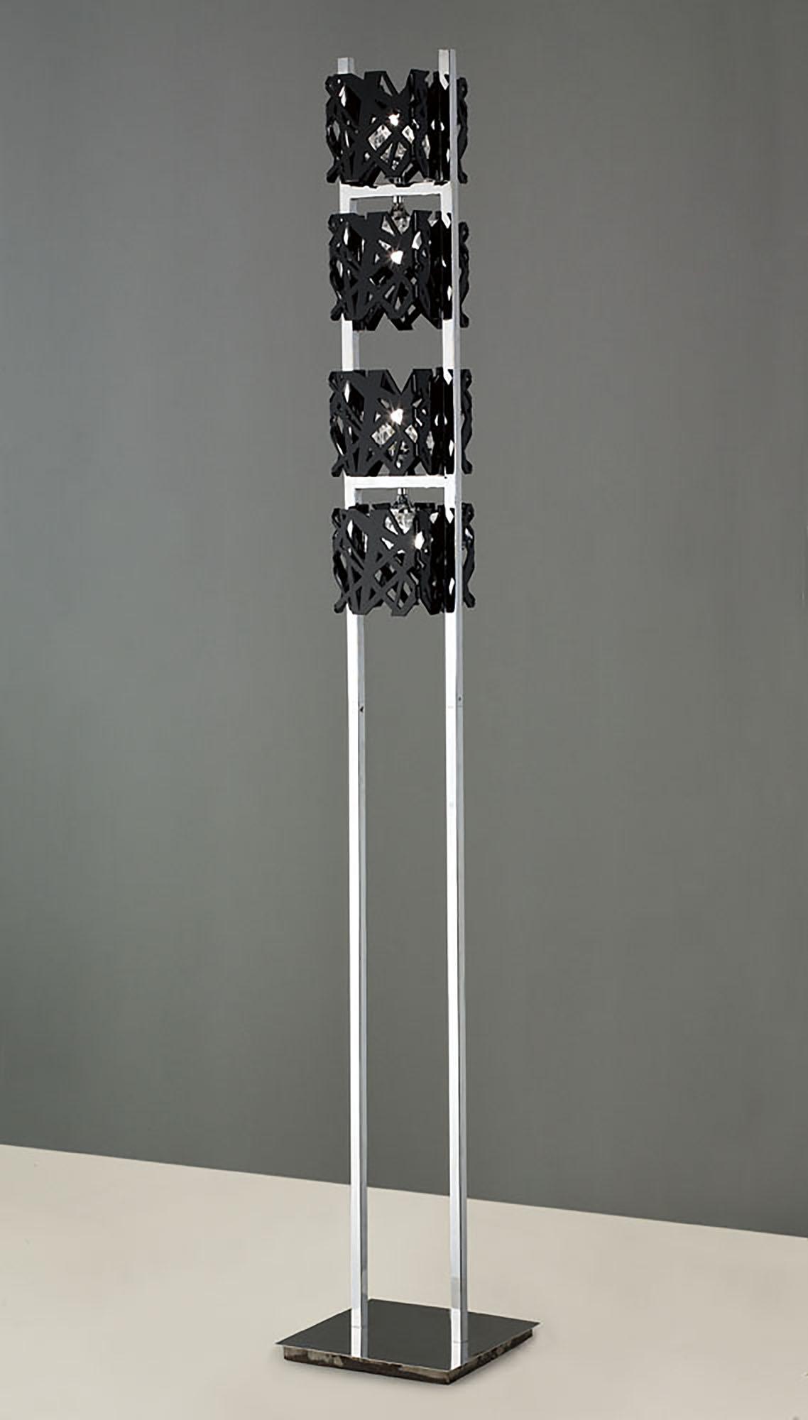 Tokio Floor Lamp 4 Light G9, Gloss Black/Polished Chrome