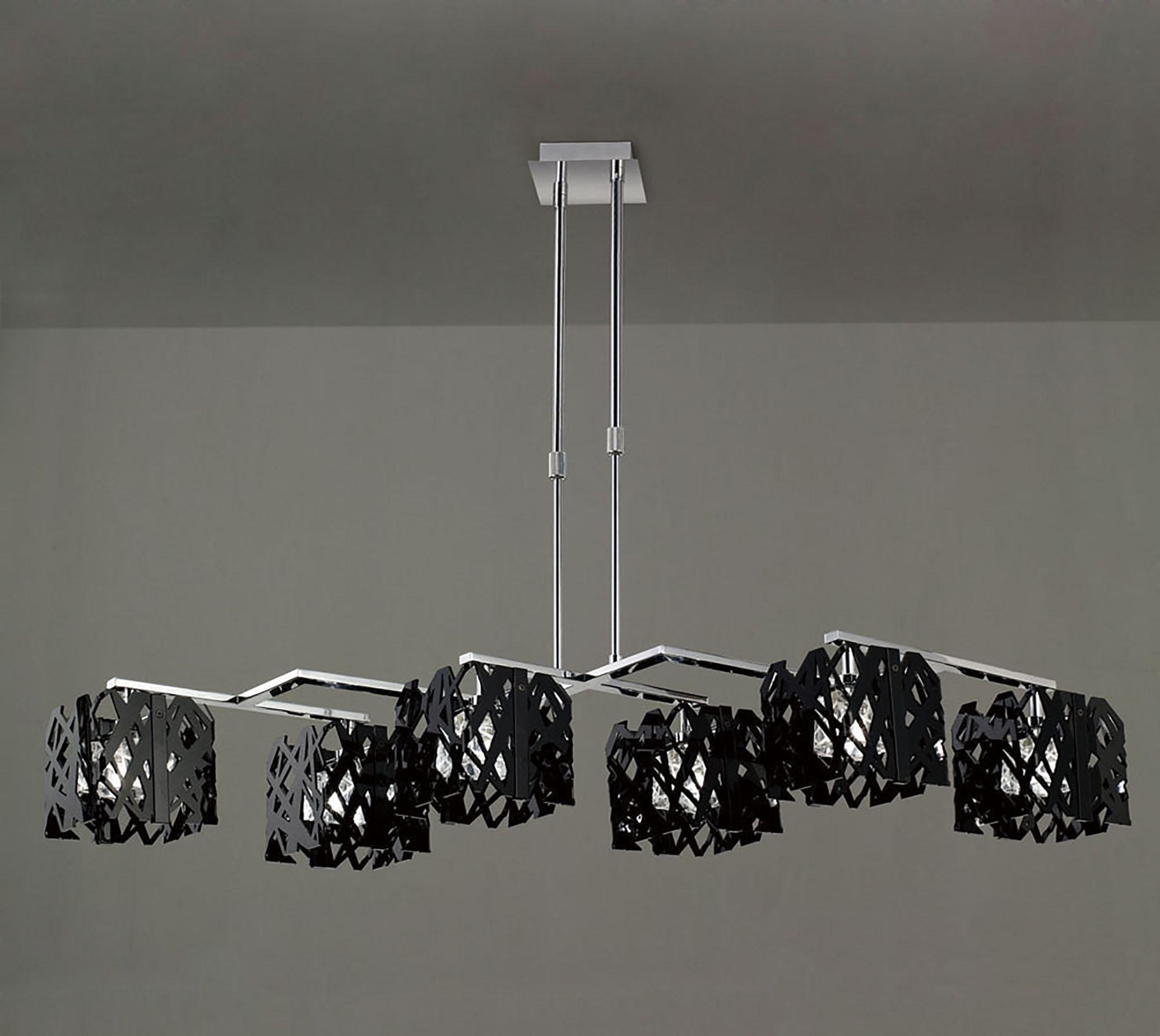 Tokio Rectangular Telescopic 6 Light G9 Line, Gloss Black/Polished Chrome