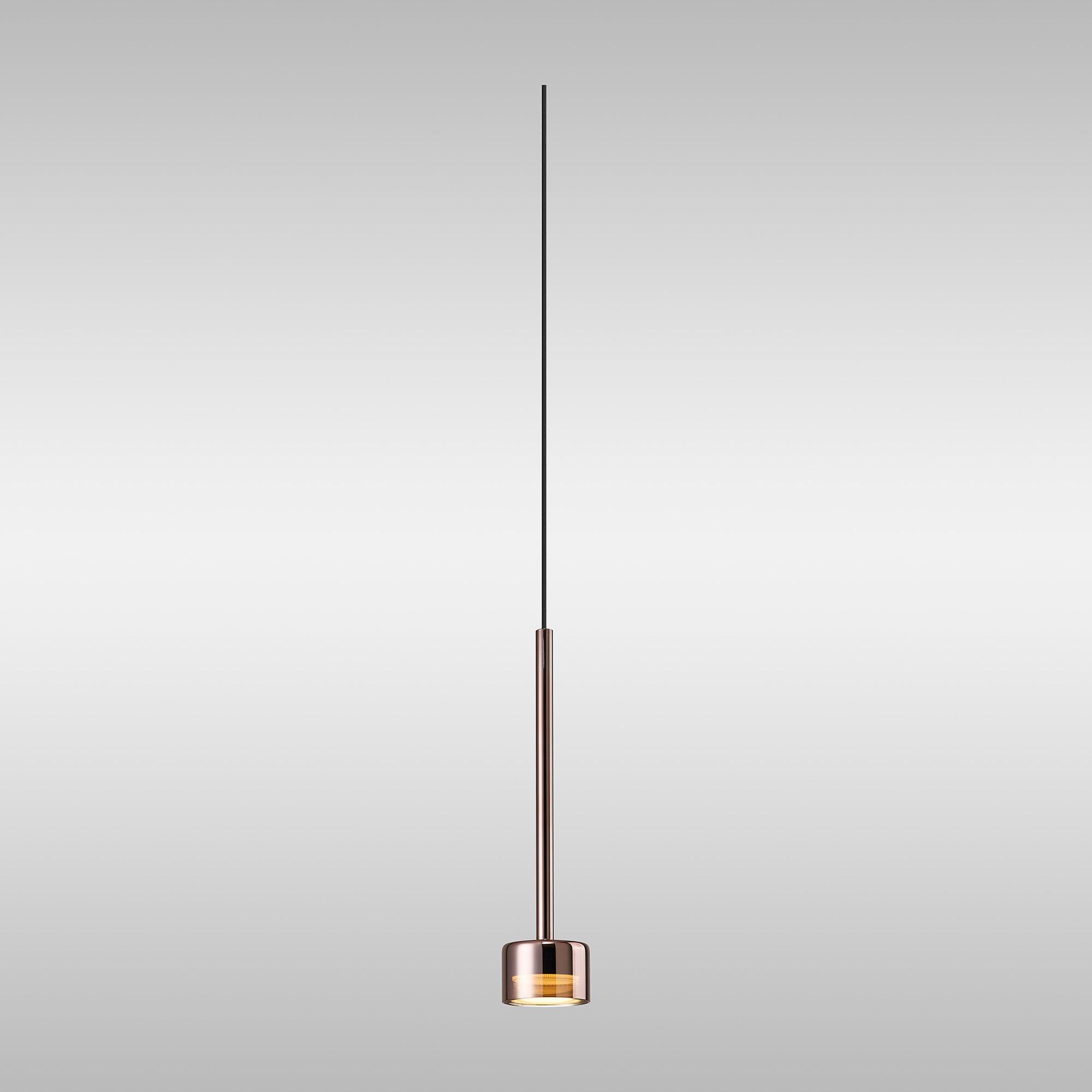 Tonic 9.8cm Assembly Dimmable Pendant (WITHOUT PLATE), 1 Light, With Replaceable 12W LEDs, 3000K, Copper/Copper Glass
