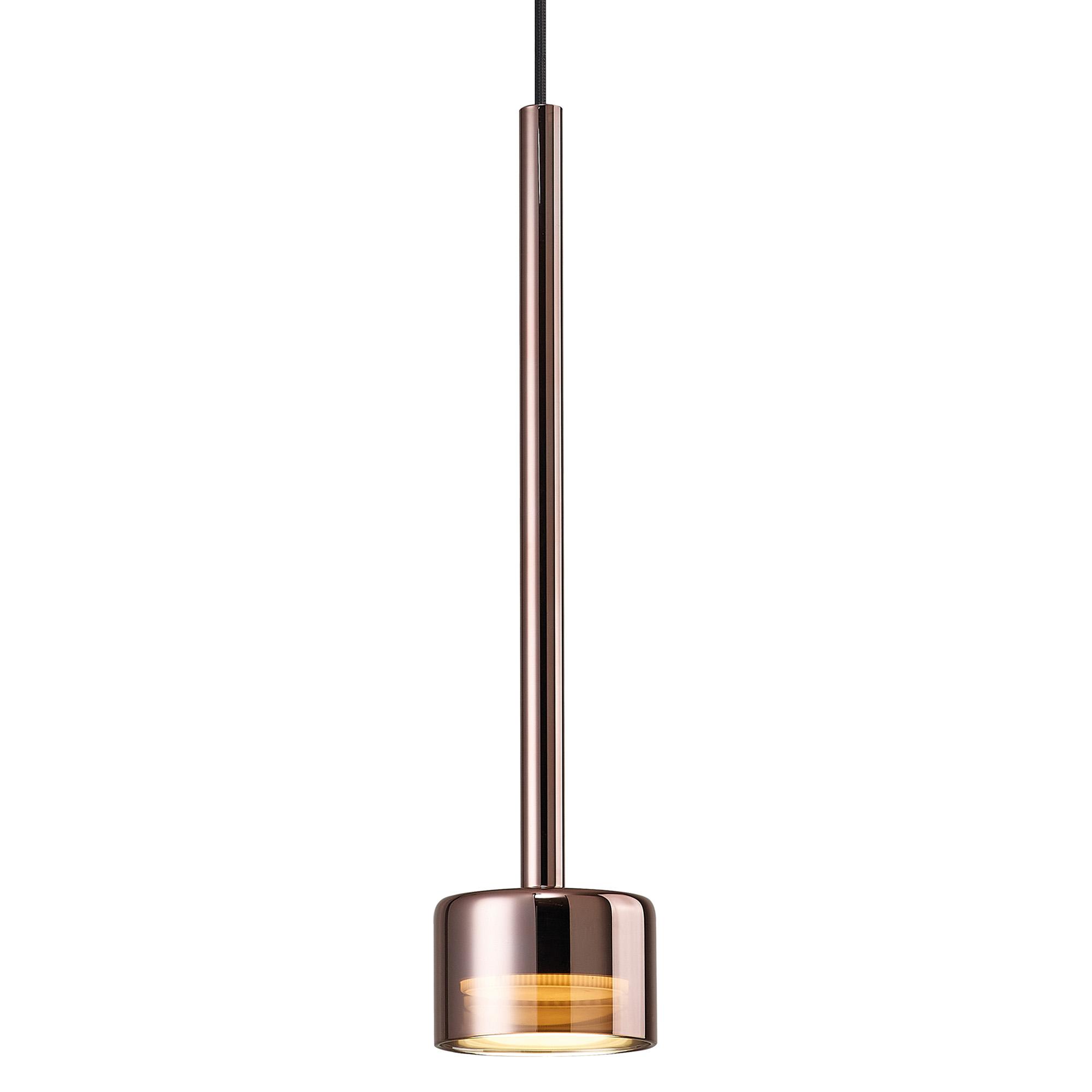 Tonic 9.8cm Assembly Dimmable Pendant (WITHOUT PLATE), 1 Light, With Replaceable 12W LEDs, 3000K, Copper/Copper Glass