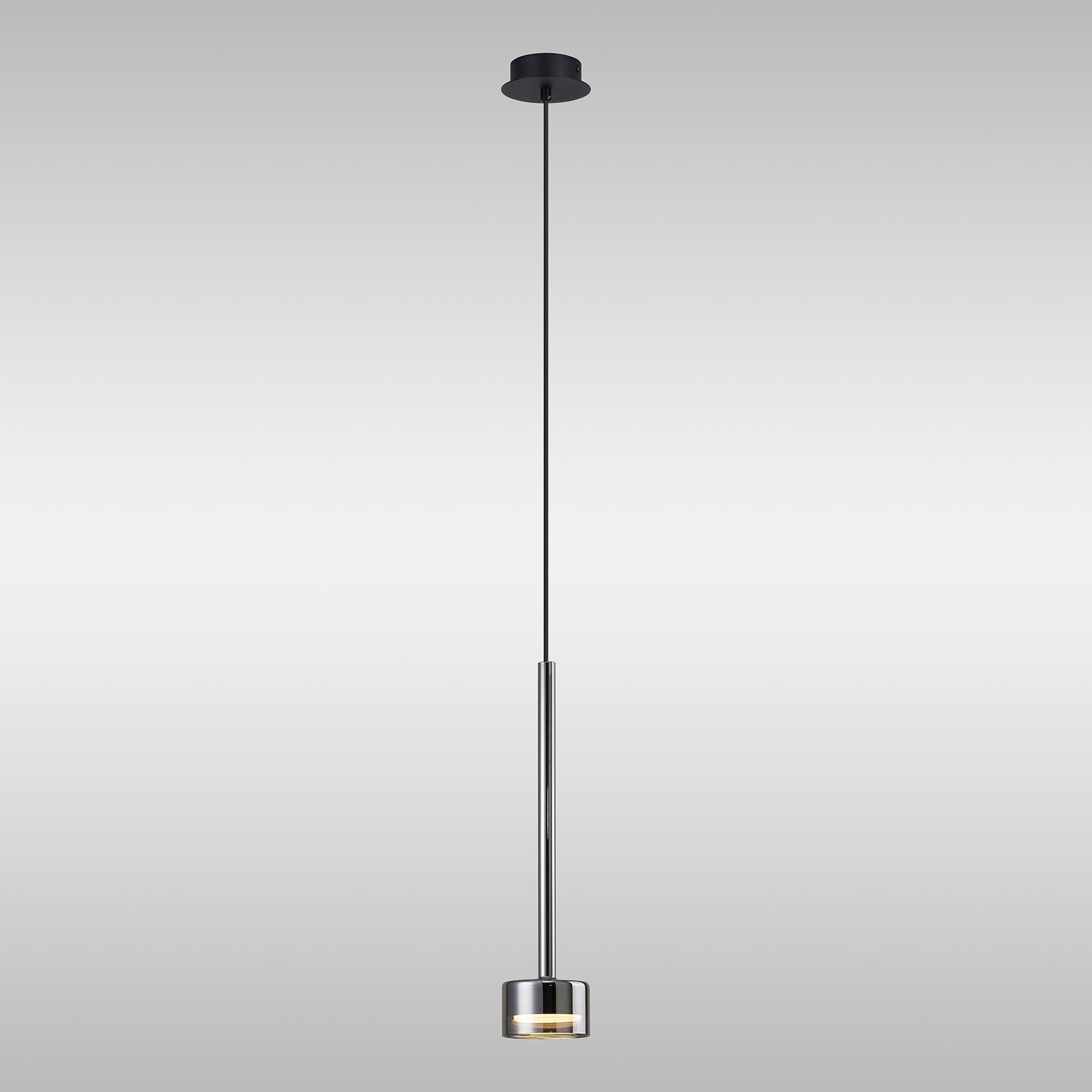Tonic 9.8cm Dimmable Pendant, 1 Light, With Replaceable 12W LEDs, 4000K, Chrome/Black/Chrome Glass