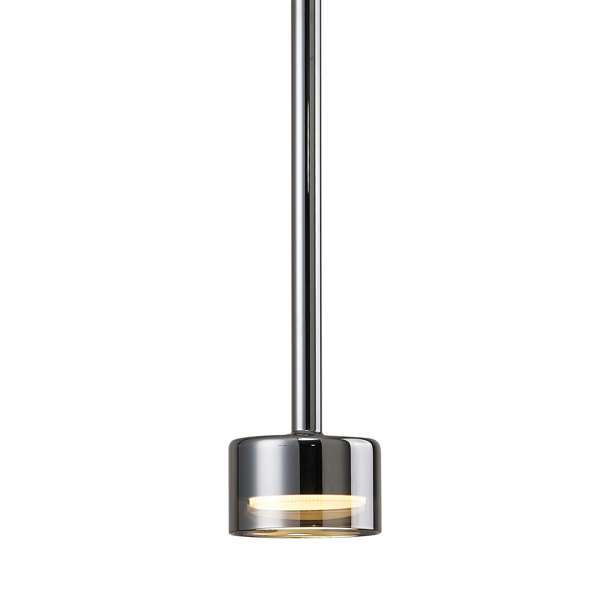Tonic 9.8cm Dimmable Pendant, 1 Light, With Replaceable 12W LEDs, 4000K, Chrome/Black/Chrome Glass