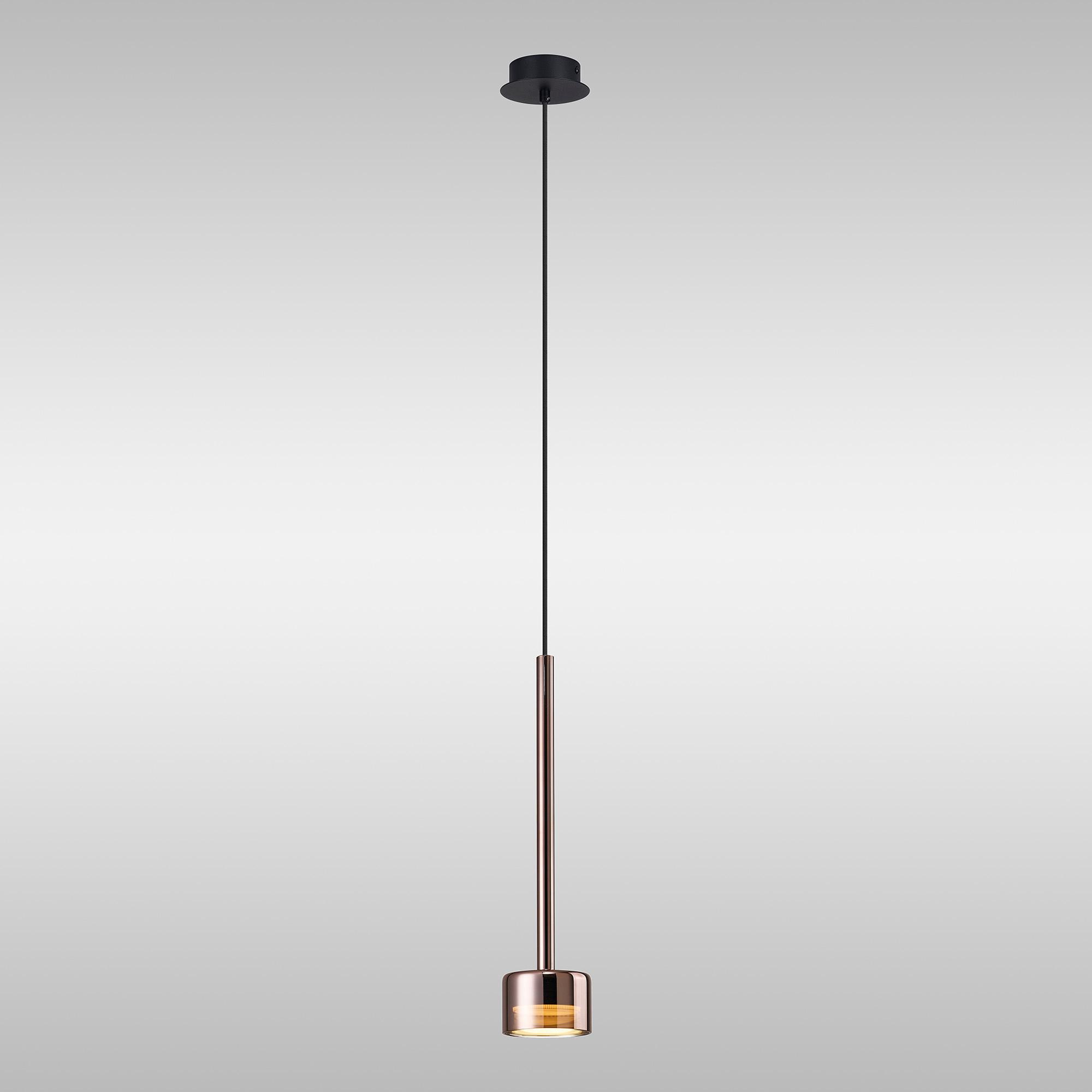 Tonic 9.8cm Dimmable Pendant, 1 Light, With Replaceable 12W LEDs, 3000K, Copper/Black/Copper Glass