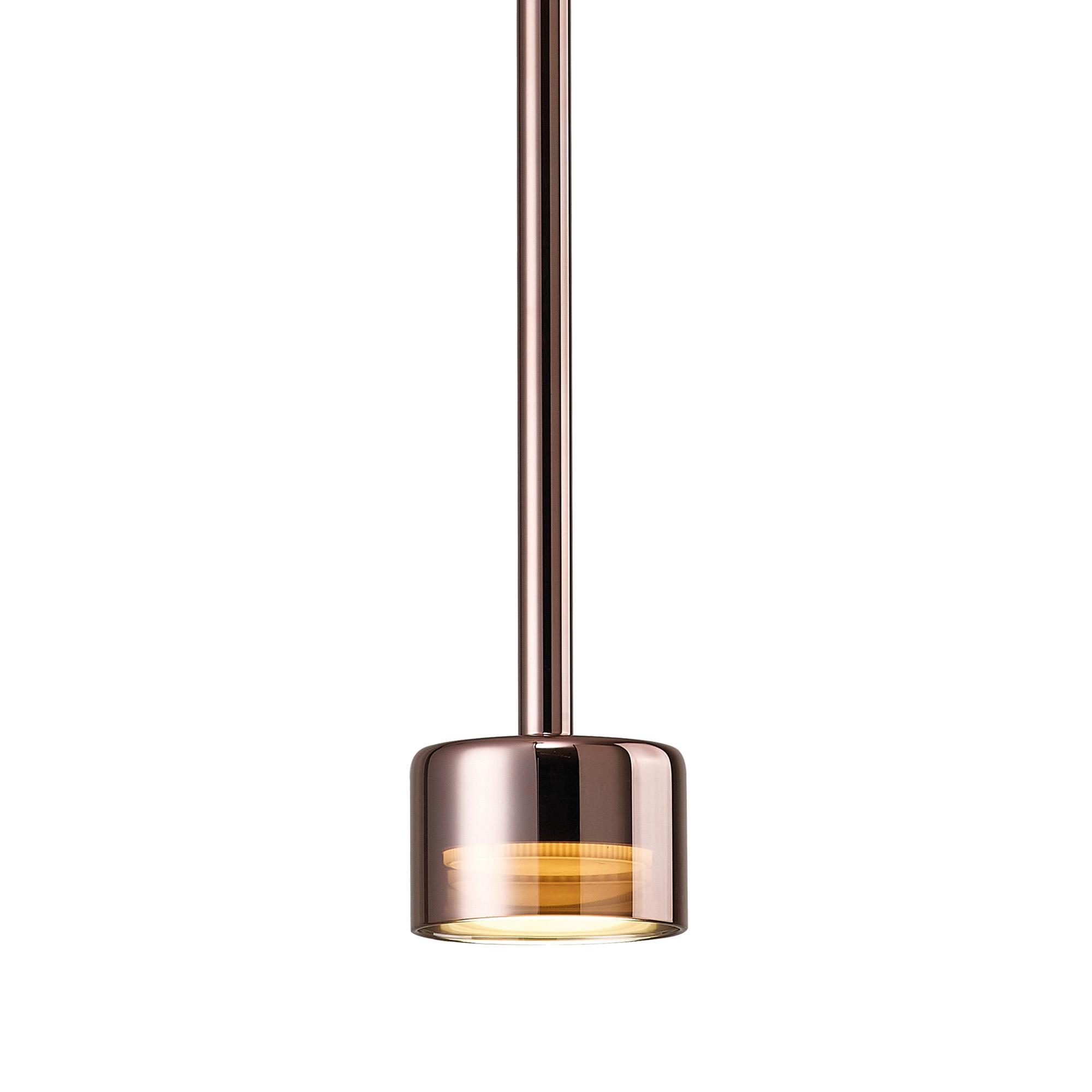 Tonic 9.8cm Dimmable Pendant, 1 Light, With Replaceable 12W LEDs, 4000K, Copper/Black/Copper Glass