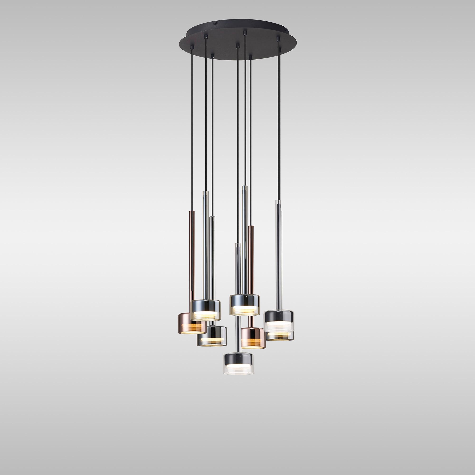 Tonic 41cm Round Dimmable Pendant, 8 Light, With Replaceable 12W LEDs, 4000K, Black/Chrome/Bronze/Copper