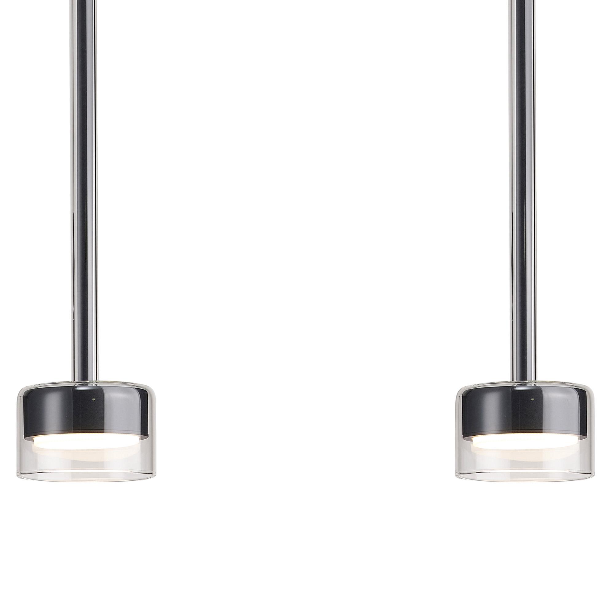 Tonic Linear Dimmable Pendant, 3 Light, With Replaceable 12W LEDs, 3000K, Chrome/Black/Clear Glass