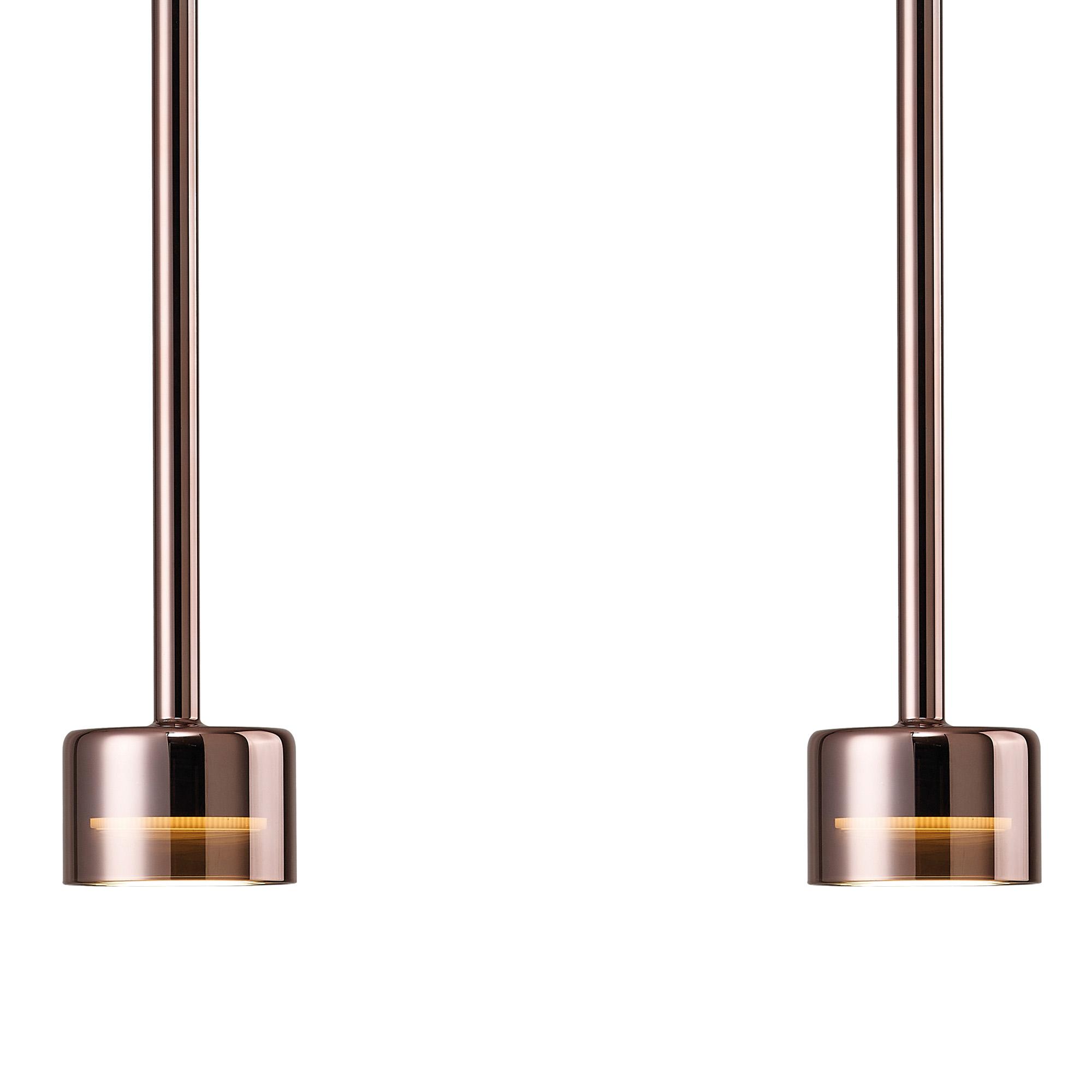 Tonic Linear Dimmable Pendant, 3 Light, With Replaceable 12W LEDs, 3000K, Copper/Black/Copper Glass
