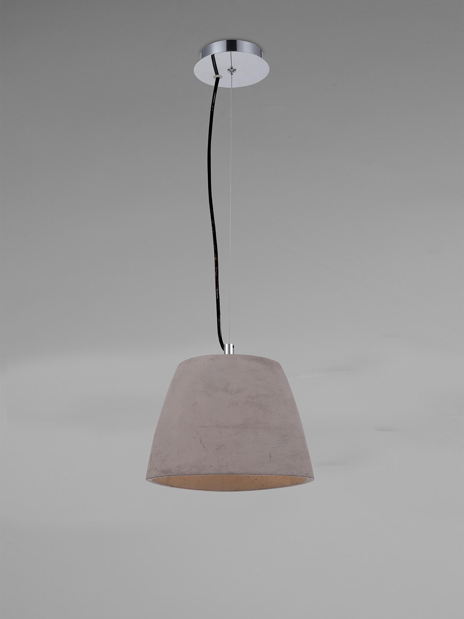 Triangle 22cm Pendant Small 1 Light E27, Cement/Polished Chrome