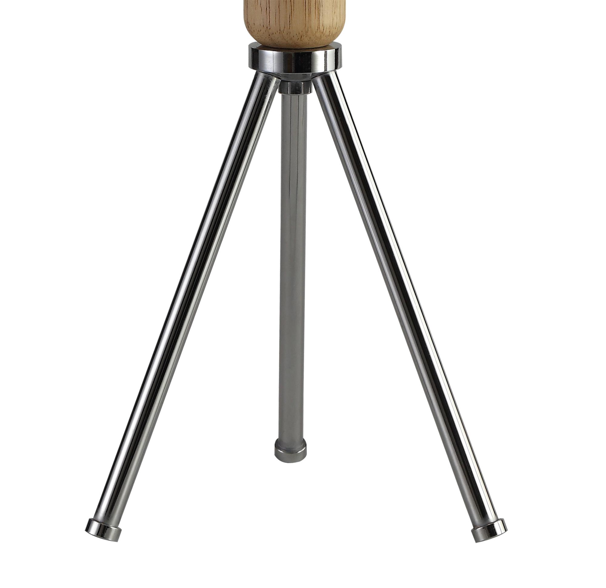 Tripp Table Lamp, 1 Light E27, Dimmable, Polished Chrome/Wood, (Lamps Not Included)
